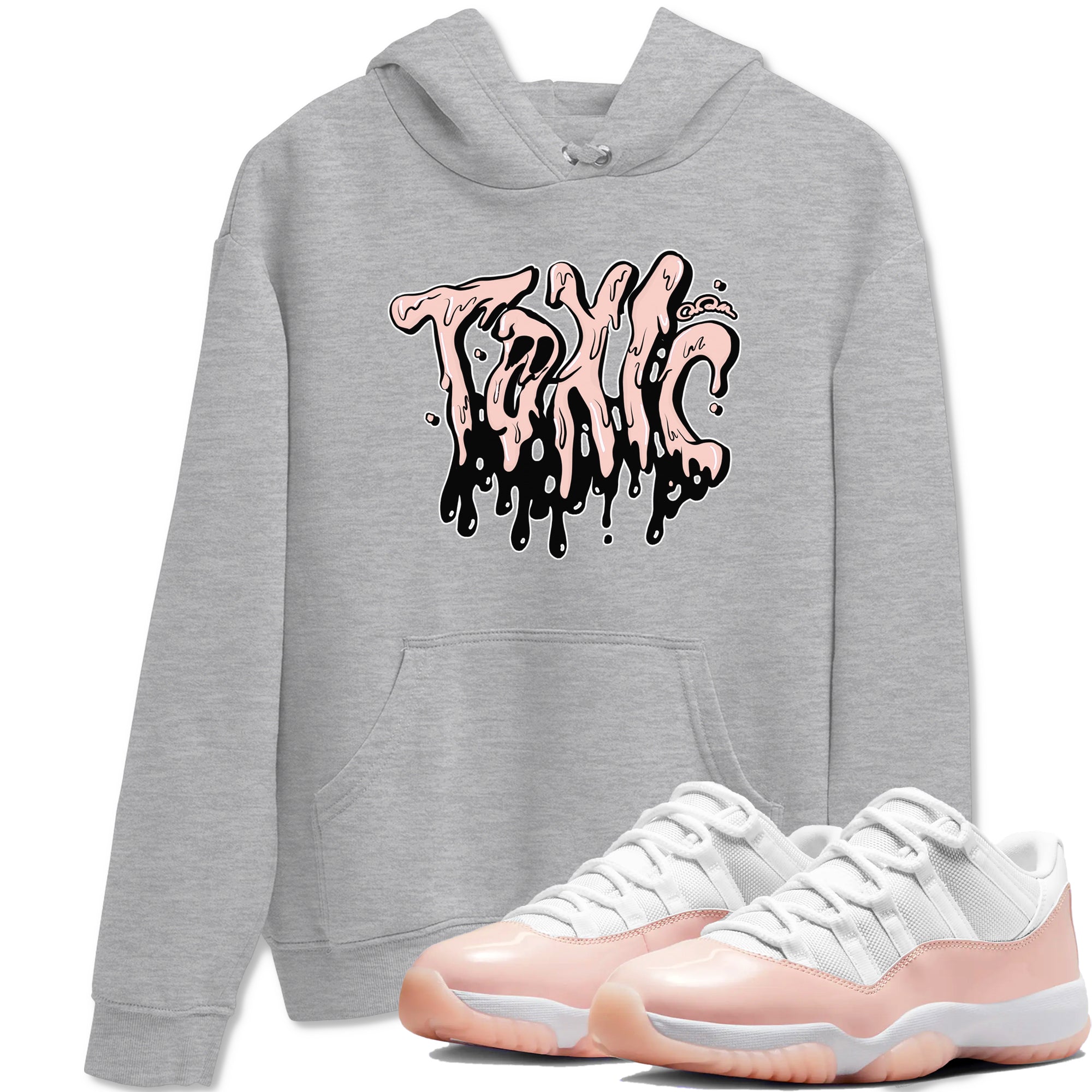 11s Legend Pink shirts to match jordans Toxic sneaker match tees Air Jordan 11 Legend Pink Drip Gear Zone streetwear brand Heather Grey 1 unisex cotton tee