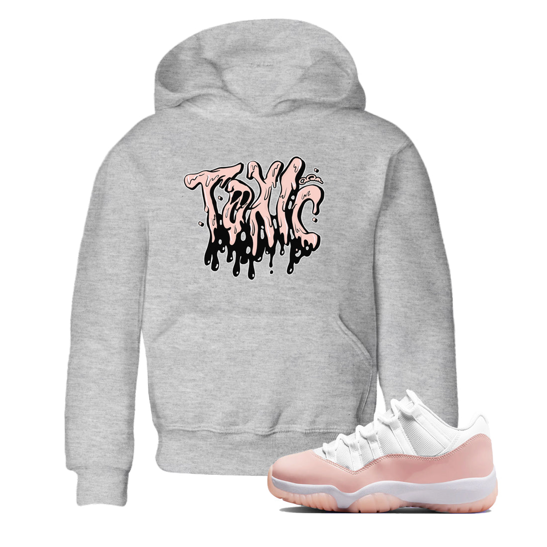11s Legend Pink shirts to match jordans Toxic sneaker match tees Air Jordan 11 Legend Pink Drip Gear Zone streetwear brand Baby and Youth Heather Grey 1 cotton tee