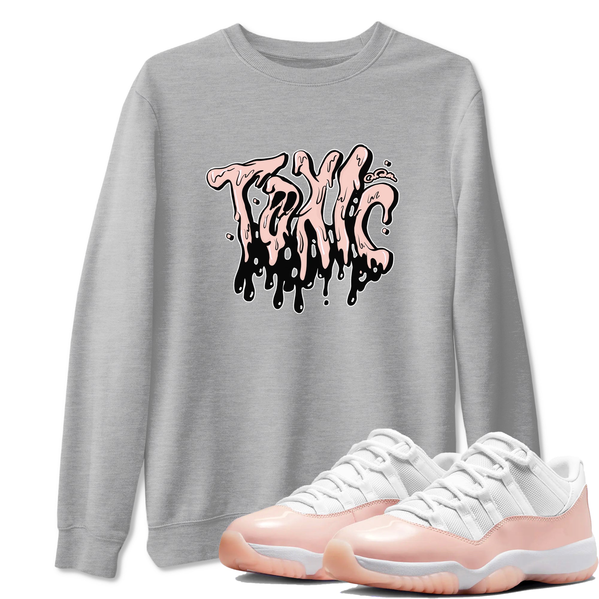 11s Legend Pink shirts to match jordans Toxic sneaker match tees Air Jordan 11 Legend Pink Drip Gear Zone streetwear brand Heather Grey 1 unisex cotton tee