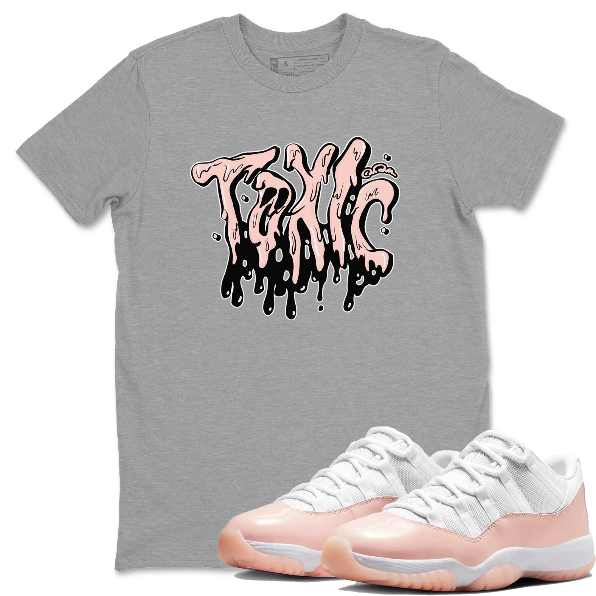 11s Legend Pink shirts to match jordans Toxic sneaker match tees Air Jordan 11 Legend Pink Drip Gear Zone streetwear brand Heather Grey 1 unisex cotton tee