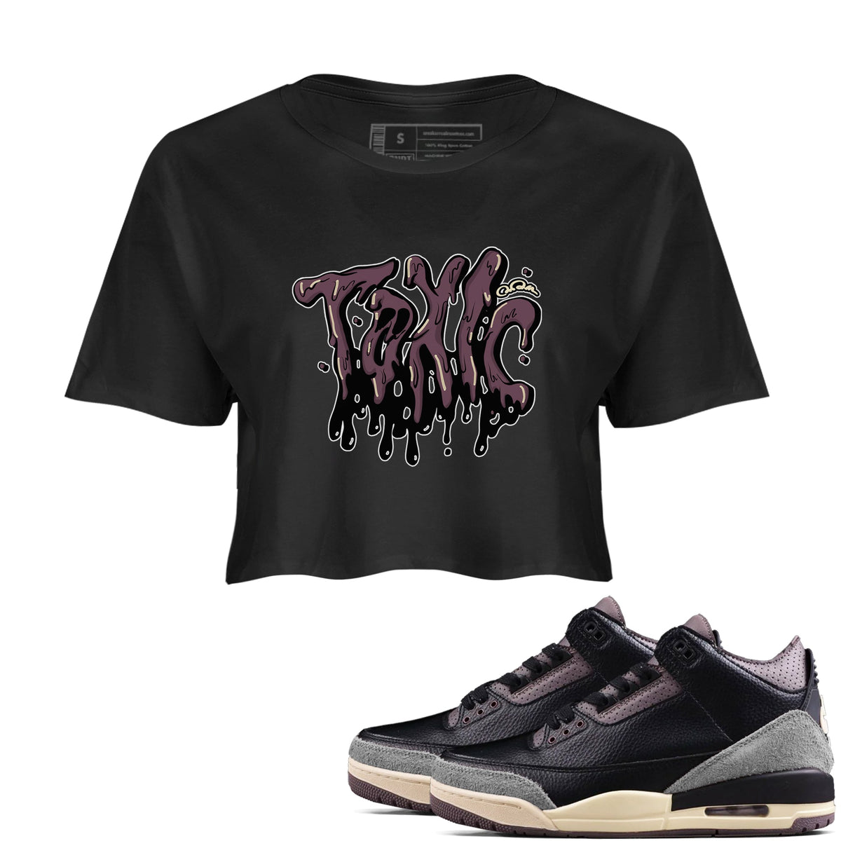 3s A Ma Maniere x Black shirts to match jordans Toxic sneaker match tees A Ma Maniere x Air Jordan 3 “While You Were Sleeping”Sneaker Release Tees unisex cotton Black 1 Crop Shirts