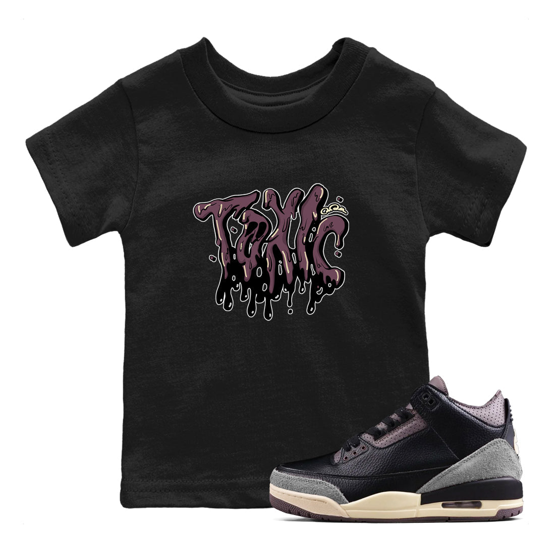 3s A Ma Maniere x Black shirts to match jordans Toxic sneaker match tees A Ma Maniere x Air Jordan 3 “While You Were Sleeping”Sneaker Release Tees Youth Baby Black 1 crew neck shirts