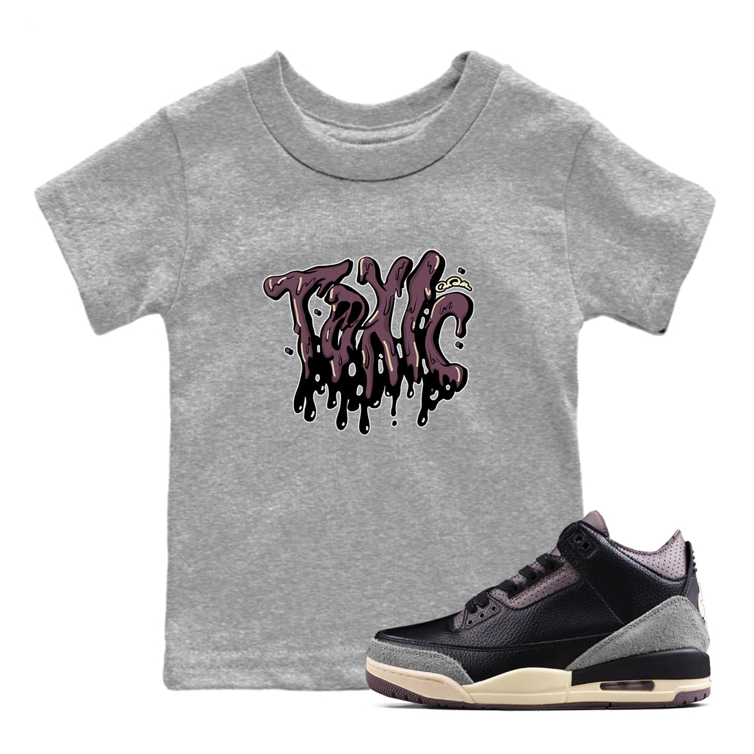 3s A Ma Maniere x Black shirts to match jordans Toxic sneaker match tees A Ma Maniere x Air Jordan 3 “While You Were Sleeping”Sneaker Release Tees Youth Baby Heather Grey 1 crew neck shirts
