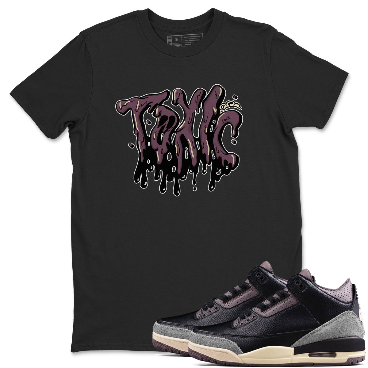 3s A Ma Maniere x Black shirts to match jordans Toxic sneaker match tees A Ma Maniere x Air Jordan 3 “While You Were Sleeping”Sneaker Release Tees unisex cotton Black 1 crew neck shirts