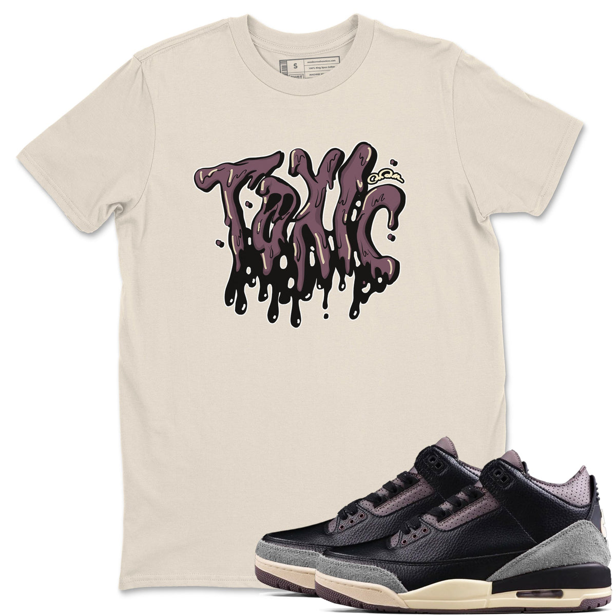 3s A Ma Maniere x Black shirts to match jordans Toxic sneaker match tees A Ma Maniere x Air Jordan 3 “While You Were Sleeping”Sneaker Release Tees unisex cotton Natural 1 crew neck shirts