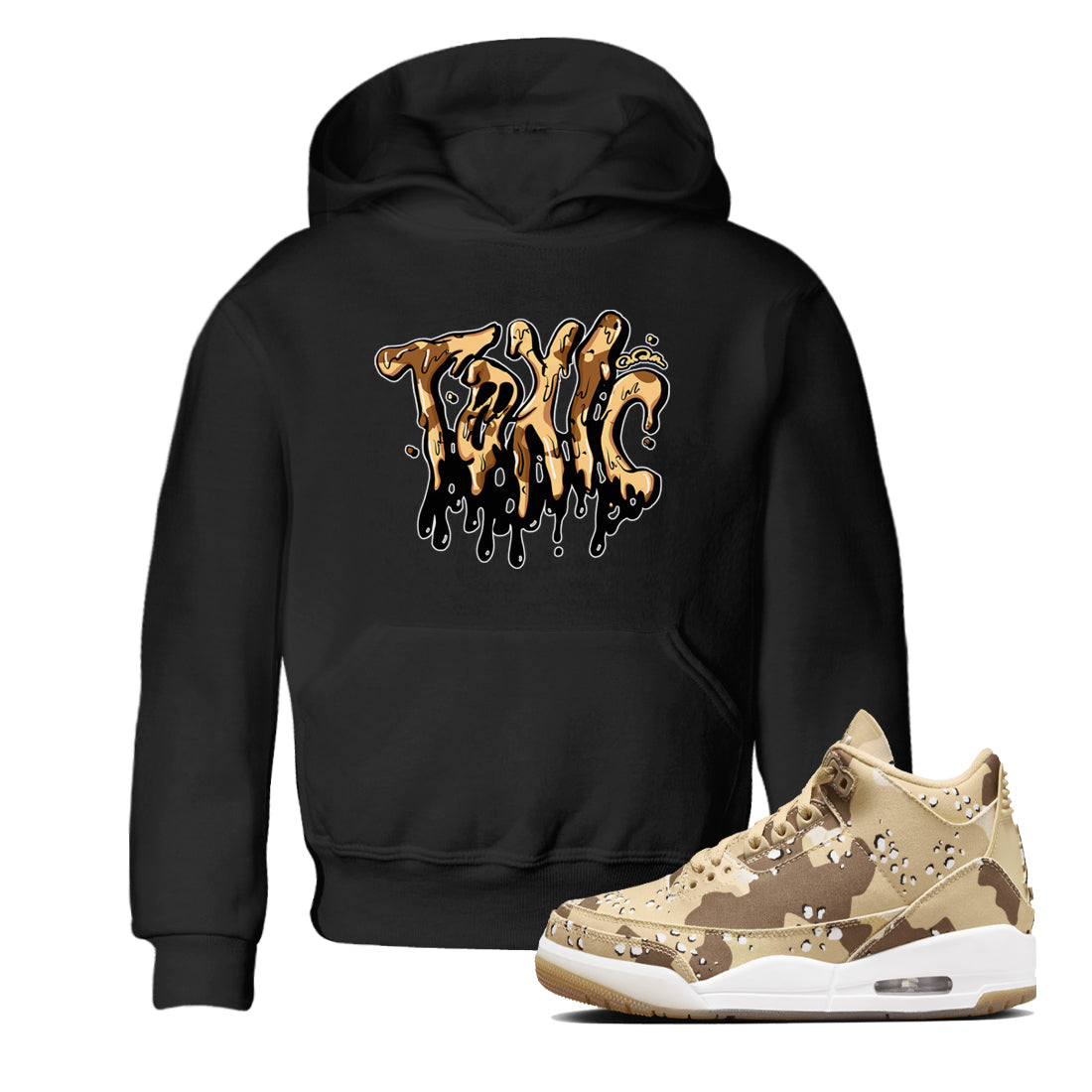 AJ3 Desert Camo shirts to match jordans Toxic sneaker match tees Air Jordan 3 Desert Camo Drip Gear Zone streetwear brand Baby and Youth Black 1 cotton tee