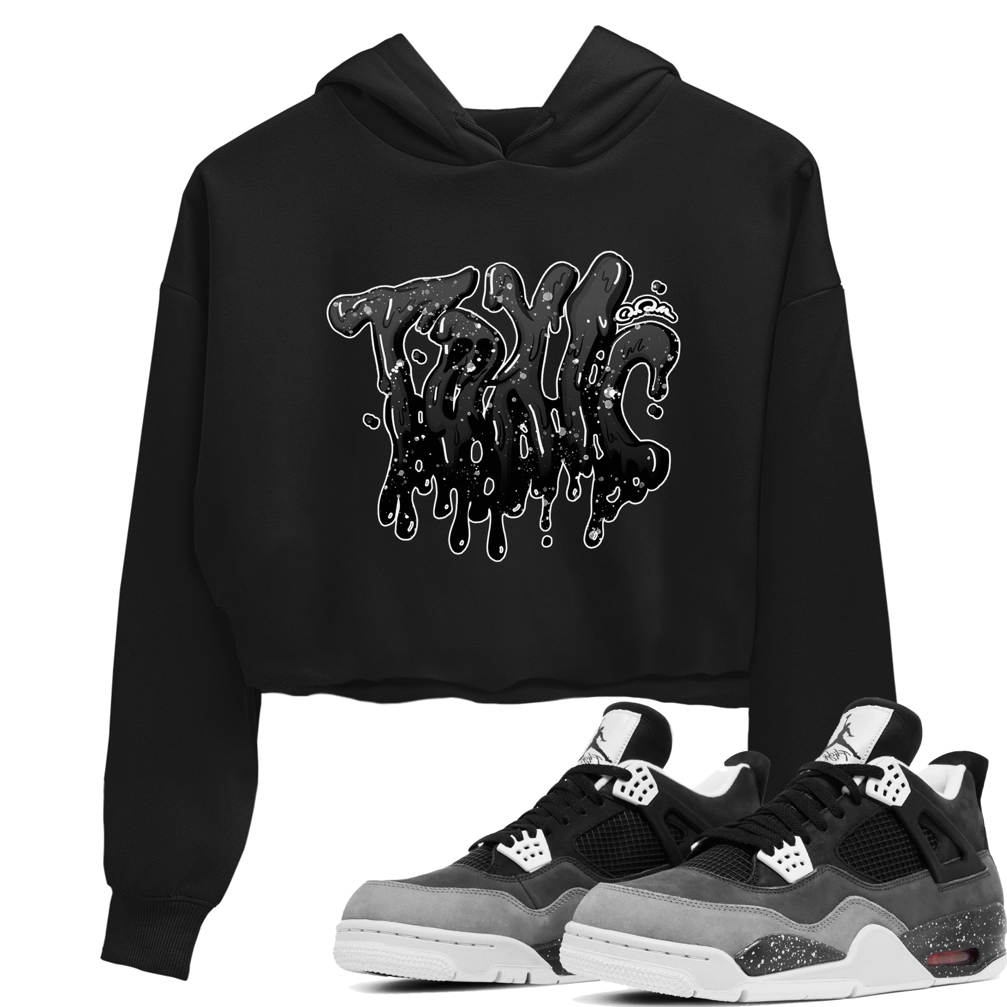 4s Fear shirts to match jordans Toxic sneaker match tees Air Jordan 4 Fear match shoes to clothes Drip Gear Zone unisex cotton Black 1 crop tee