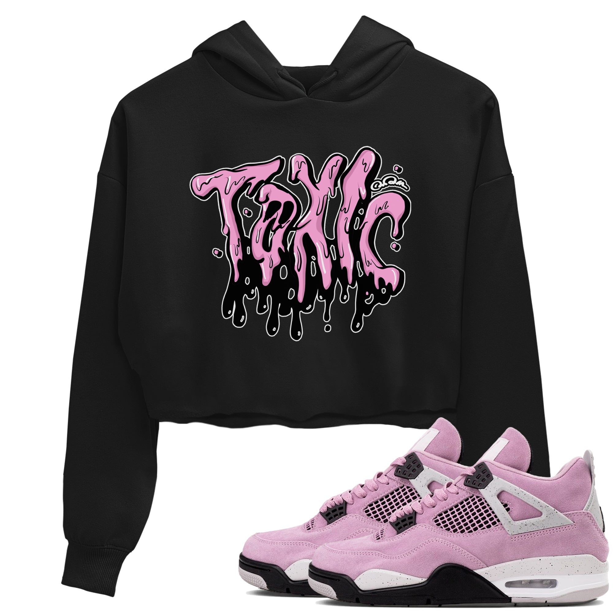 4s Orchid t-shirts to match sneakers Toxic sneaker match tees Air Jordan 4 Orchid match shoes to clothes Drip Gear Zone unisex cotton Black 1 crop tee