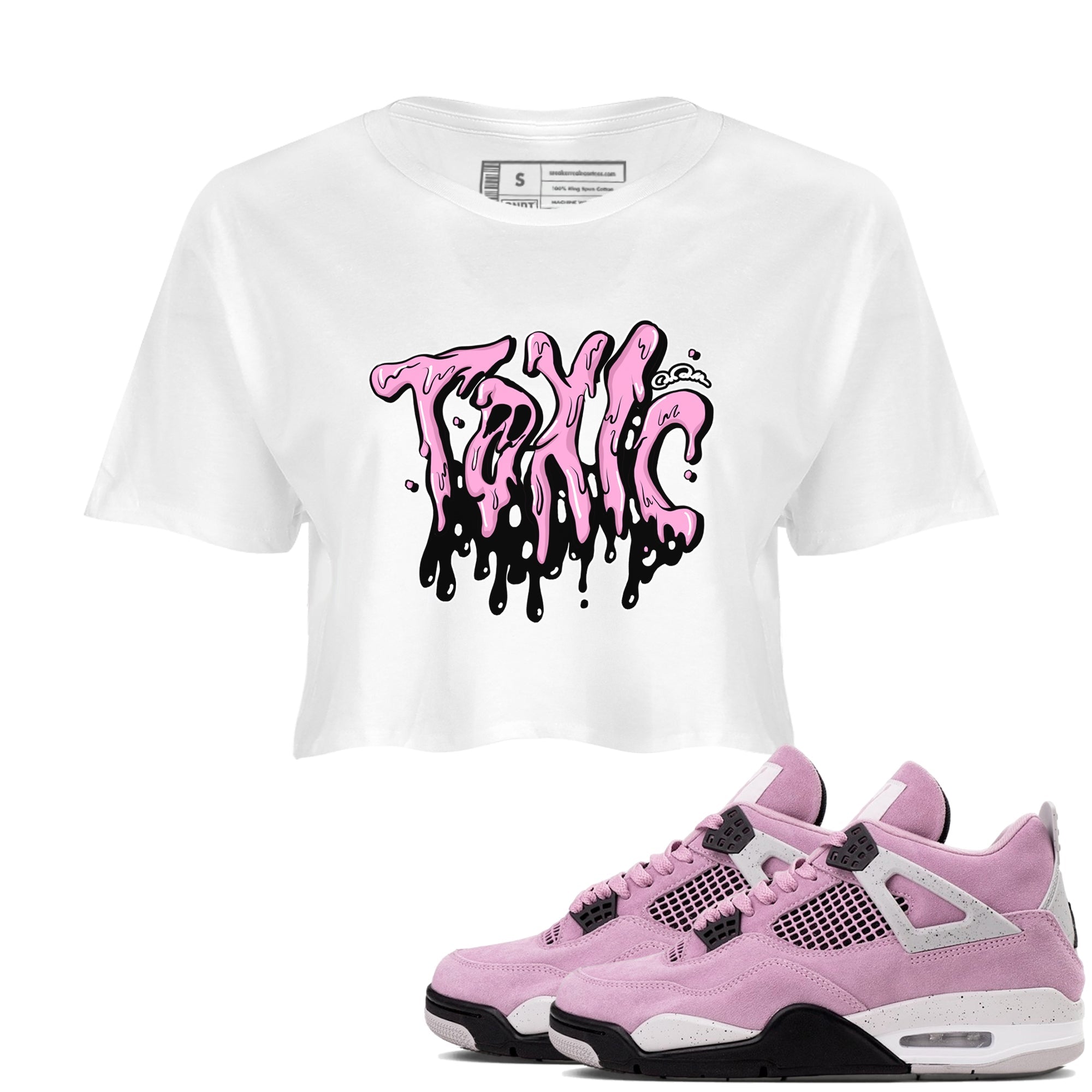 4s Orchid t-shirts to match sneakers Toxic sneaker match tees Air Jordan 4 Orchid match shoes to clothes Drip Gear Zone unisex cotton White 1 crop tee