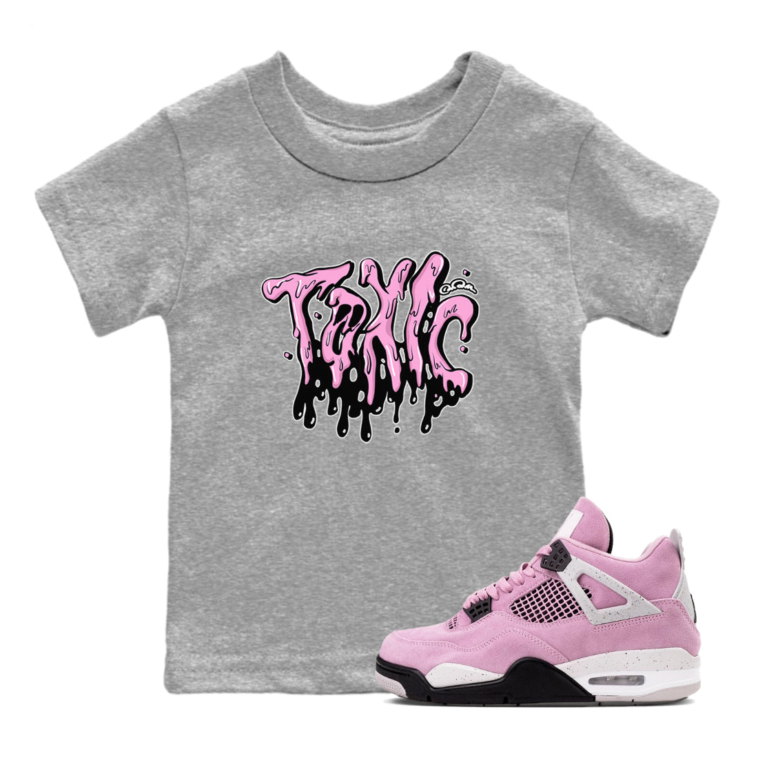 4s Orchid t-shirts to match sneakers Toxic sneaker match tees Air Jordan 4 Orchid match shoes to clothes Drip Gear Zone Youth Baby Heather Grey 1 tee