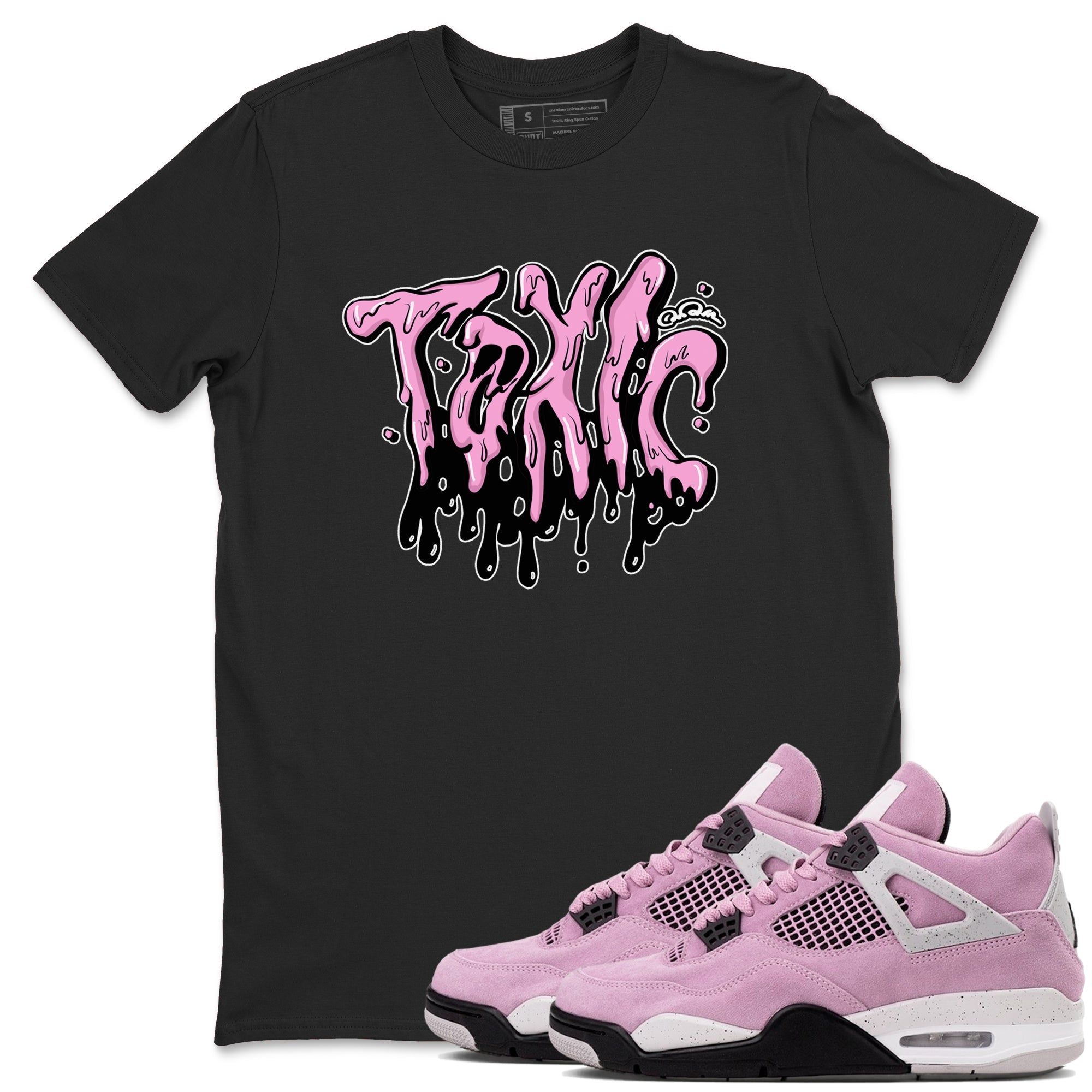 4s Orchid t-shirts to match sneakers Toxic sneaker match tees Air Jordan 4 Orchid match shoes to clothes Drip Gear Zone unisex cotton Black 1 shirts