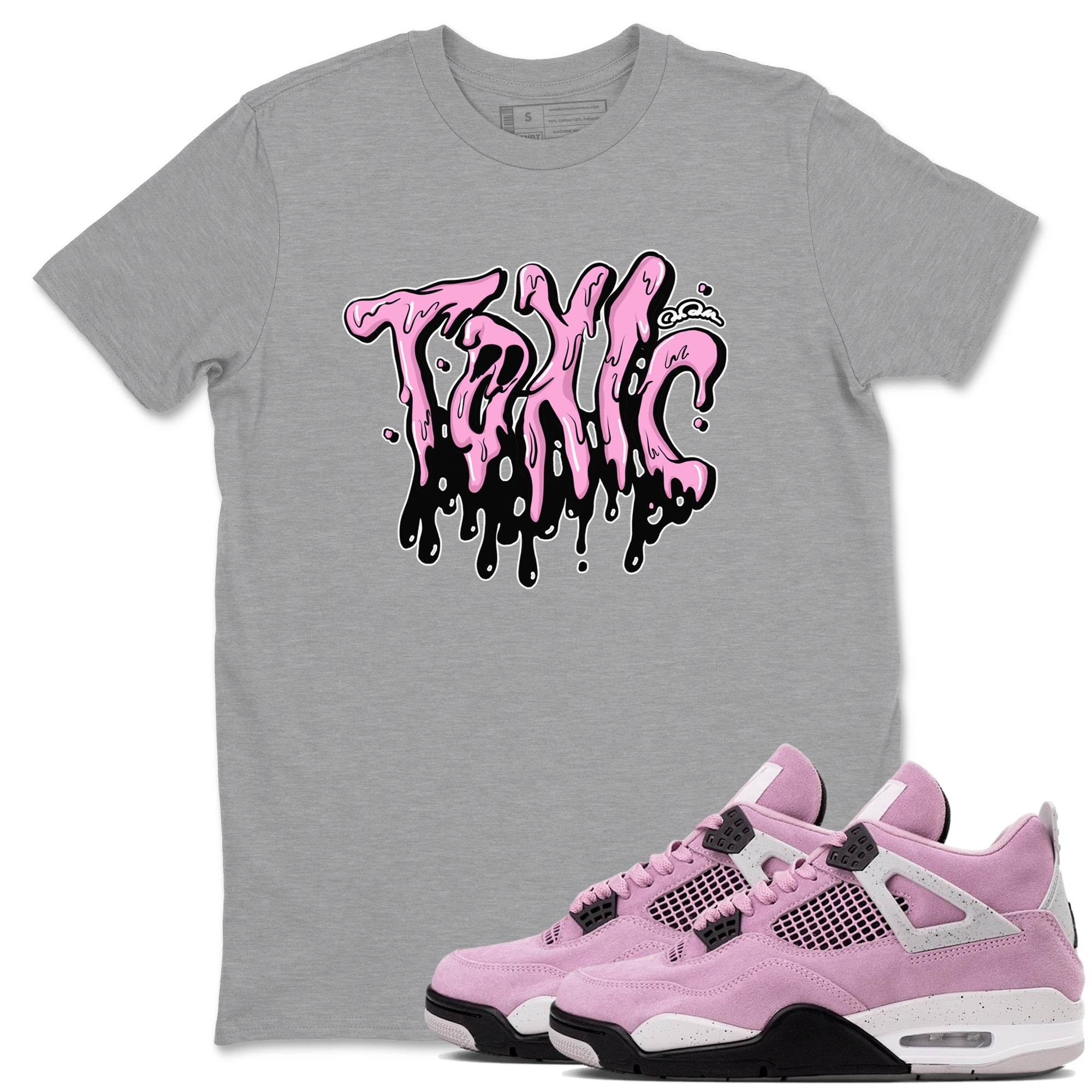 4s Orchid t-shirts to match sneakers Toxic sneaker match tees Air Jordan 4 Orchid match shoes to clothes Drip Gear Zone unisex cotton Heather Grey 1 shirts