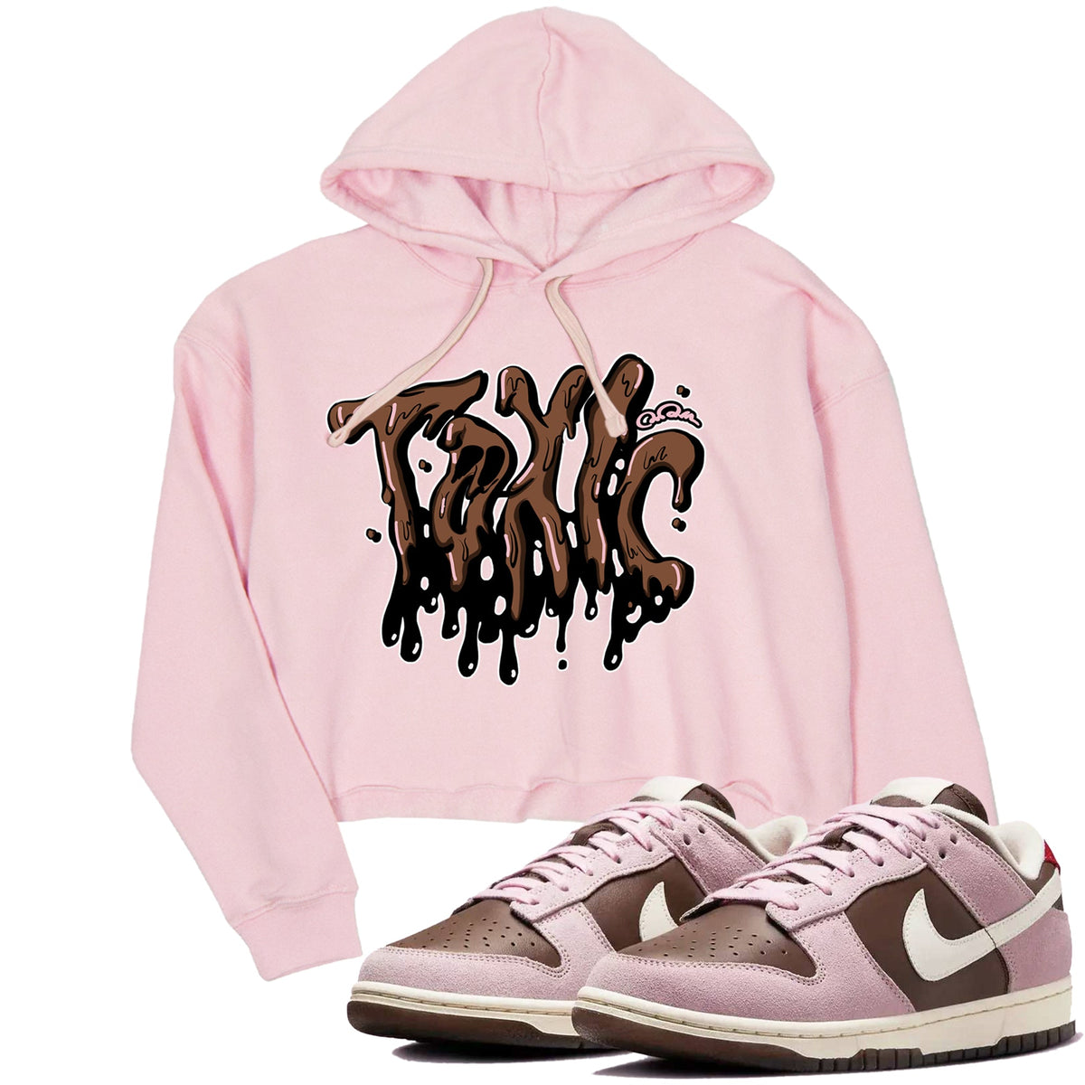 Dunk Cacao Wow And Pink Foam shirts to match jordans Toxic sneaker match tees Dunk Cacao Wow And Pink Foam Drip Gear Zone streetwear brand Pink 1 crop tee