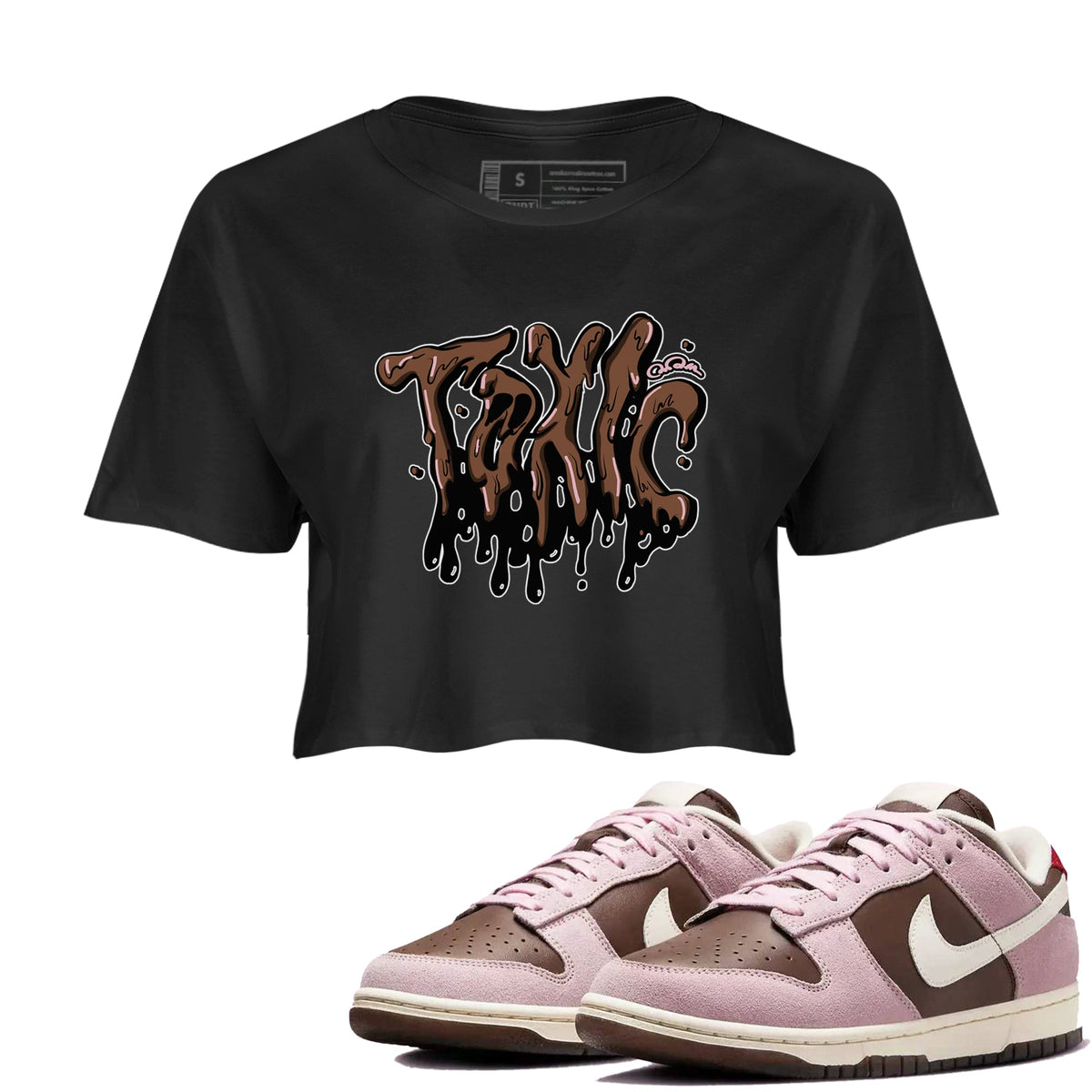 Dunk Cacao Wow And Pink Foam shirts to match jordans Toxic sneaker match tees Dunk Cacao Wow And Pink Foam Drip Gear Zone streetwear brand Black 1 crop tee