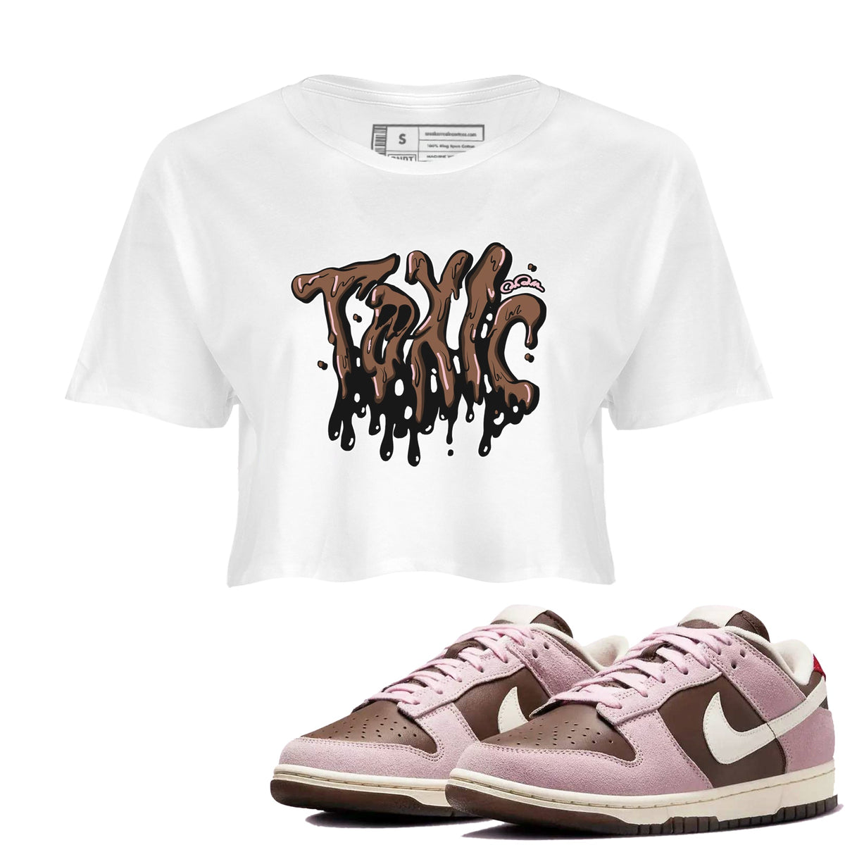 Dunk Cacao Wow And Pink Foam shirts to match jordans Toxic sneaker match tees Dunk Cacao Wow And Pink Foam Drip Gear Zone streetwear brand White 1 crop tee