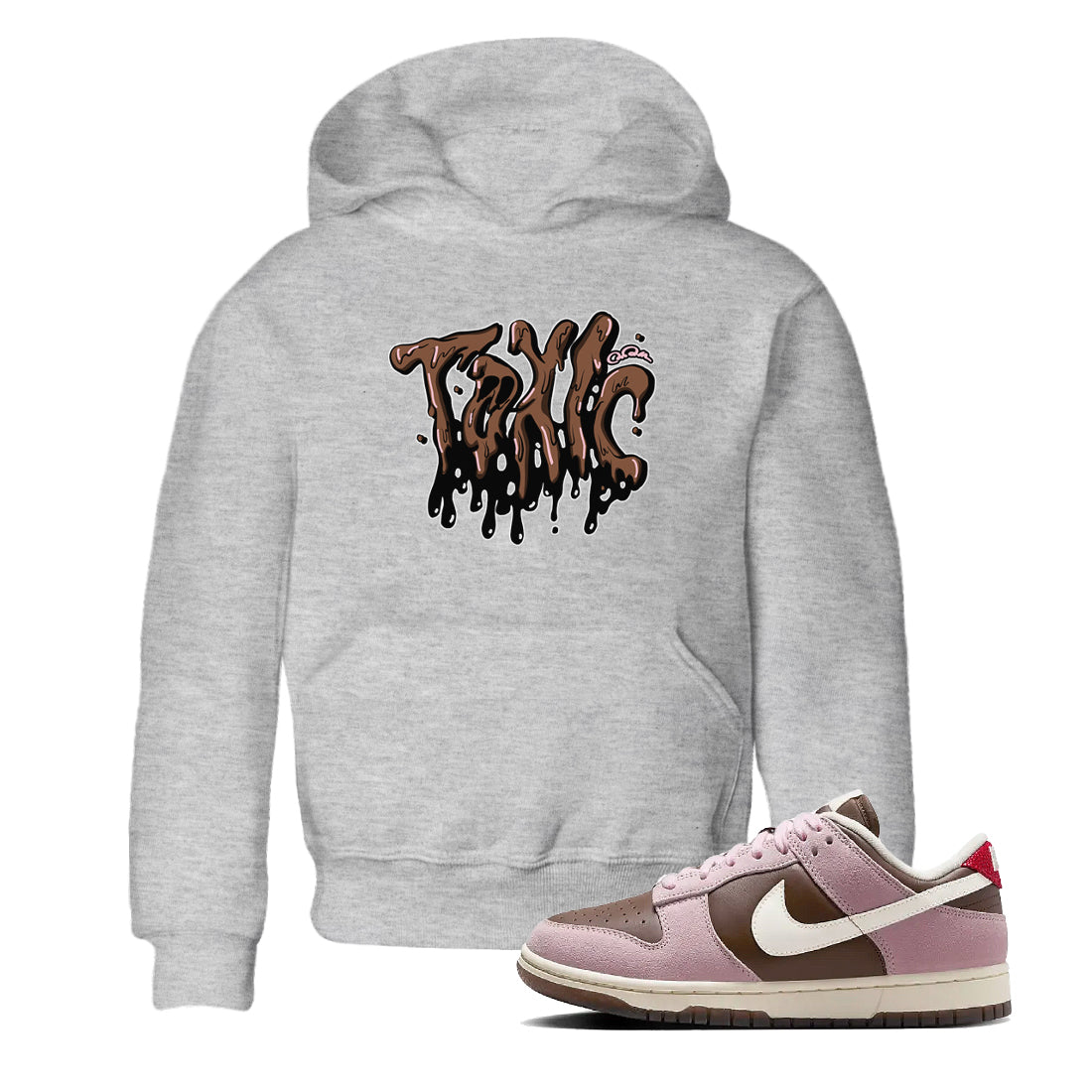 Dunk Cacao Wow And Pink Foam shirts to match jordans Toxic sneaker match tees Dunk Cacao Wow And Pink Foam Drip Gear Zone streetwear brand Baby and Youth Heather Grey 1 cotton tee