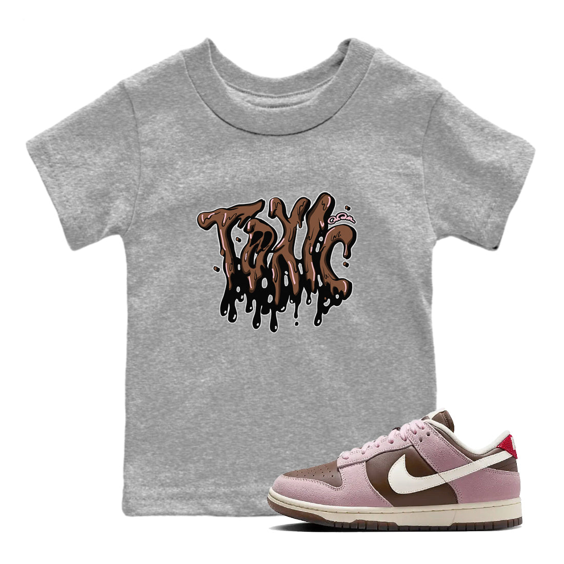 Dunk Cacao Wow And Pink Foam shirts to match jordans Toxic sneaker match tees Dunk Cacao Wow And Pink Foam Drip Gear Zone streetwear brand Baby and Youth Heather Grey 1 cotton tee