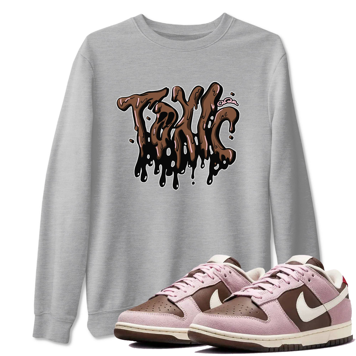 Dunk Cacao Wow And Pink Foam shirts to match jordans Toxic sneaker match tees Dunk Cacao Wow And Pink Foam Drip Gear Zone streetwear brand Heather Grey 1 unisex cotton tee