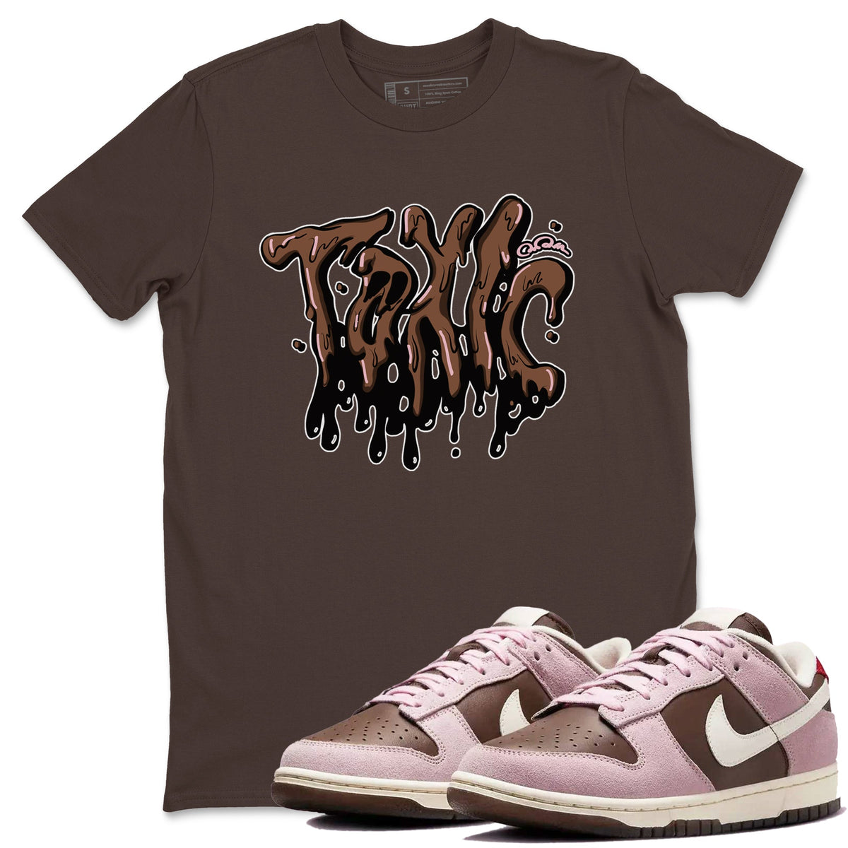 Dunk Cacao Wow And Pink Foam shirts to match jordans Toxic sneaker match tees Dunk Cacao Wow And Pink Foam Drip Gear Zone streetwear brand Dark Chocolate 1 unisex cotton tee