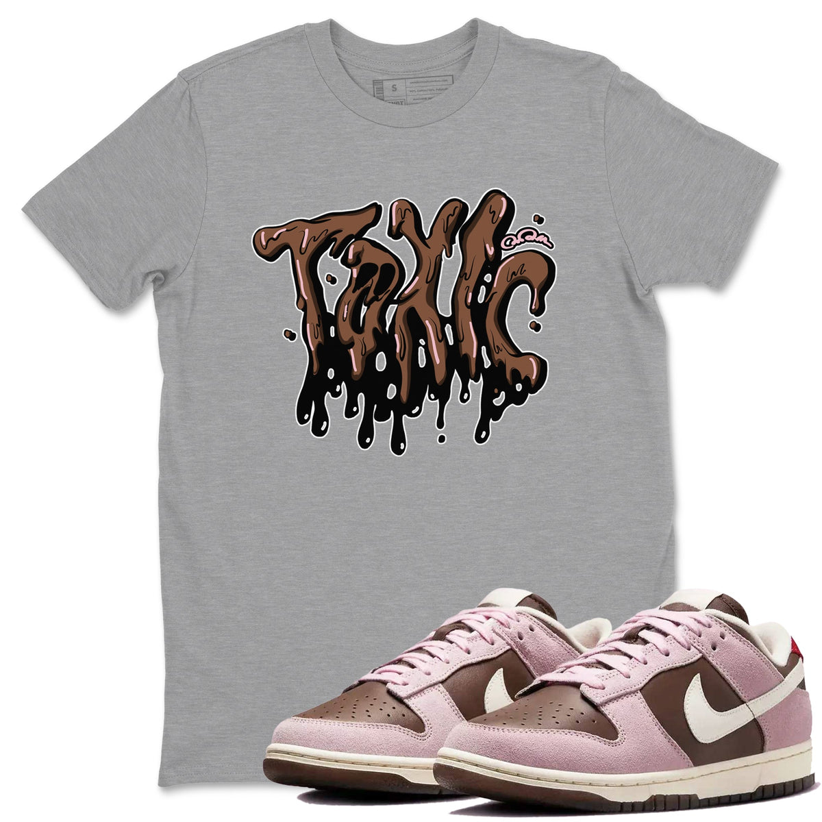 Dunk Cacao Wow And Pink Foam shirts to match jordans Toxic sneaker match tees Dunk Cacao Wow And Pink Foam Drip Gear Zone streetwear brand Heather Grey 1 unisex cotton tee