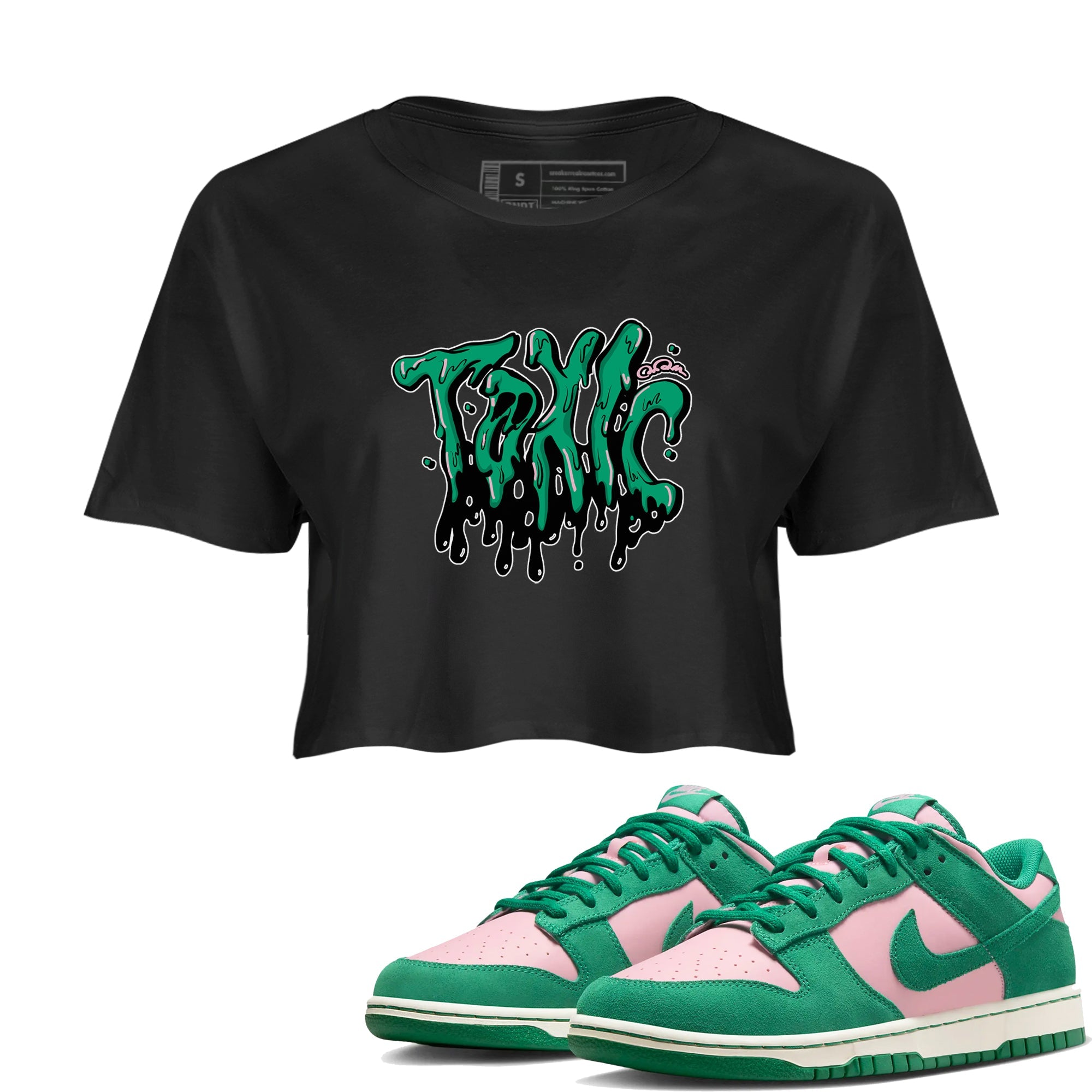 Dunk Low Medium Soft Pink Malachite shirt to match jordans Toxic sneaker tees Dunk Medium Soft Pink Malachite Drip Gear Zone Black 1 crop length shirt