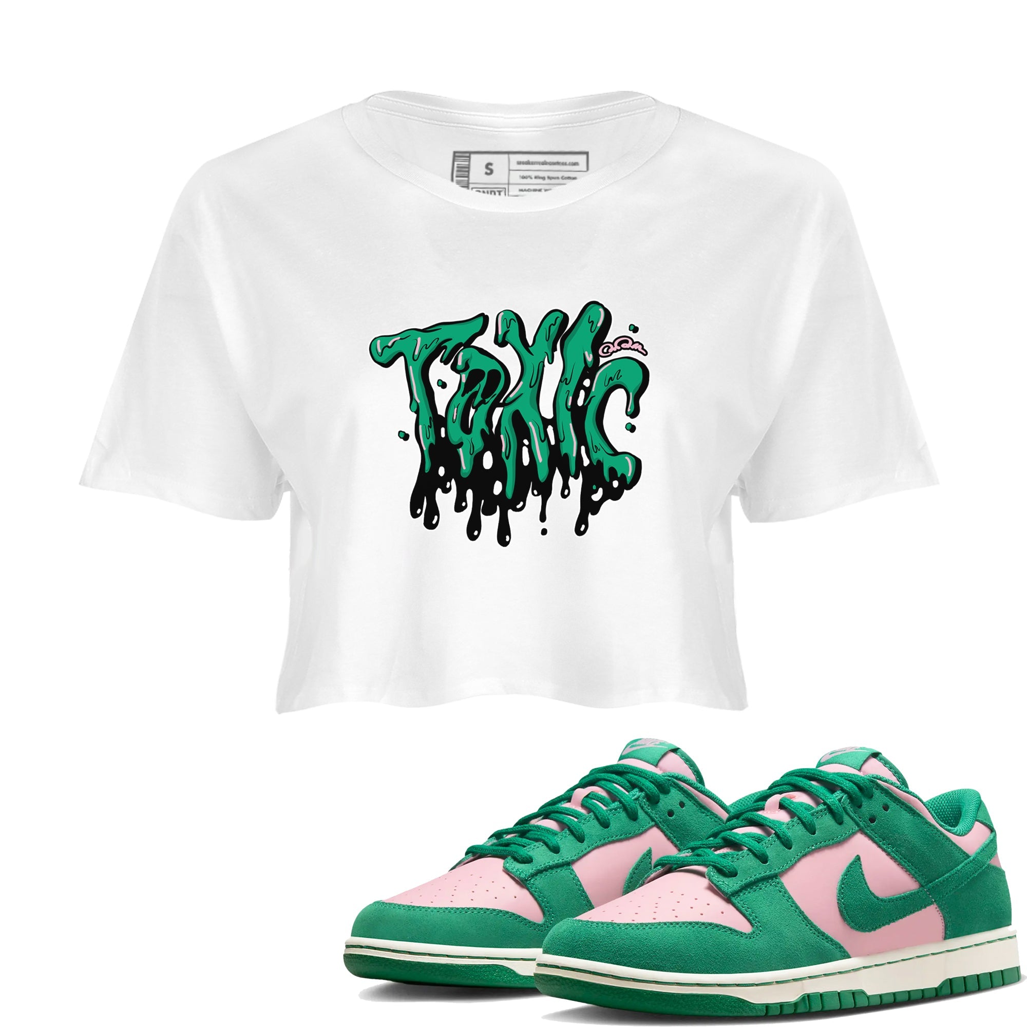 Dunk Low Medium Soft Pink Malachite shirt to match jordans Toxic sneaker tees Dunk Medium Soft Pink Malachite Drip Gear Zone White 1 crop length shirt