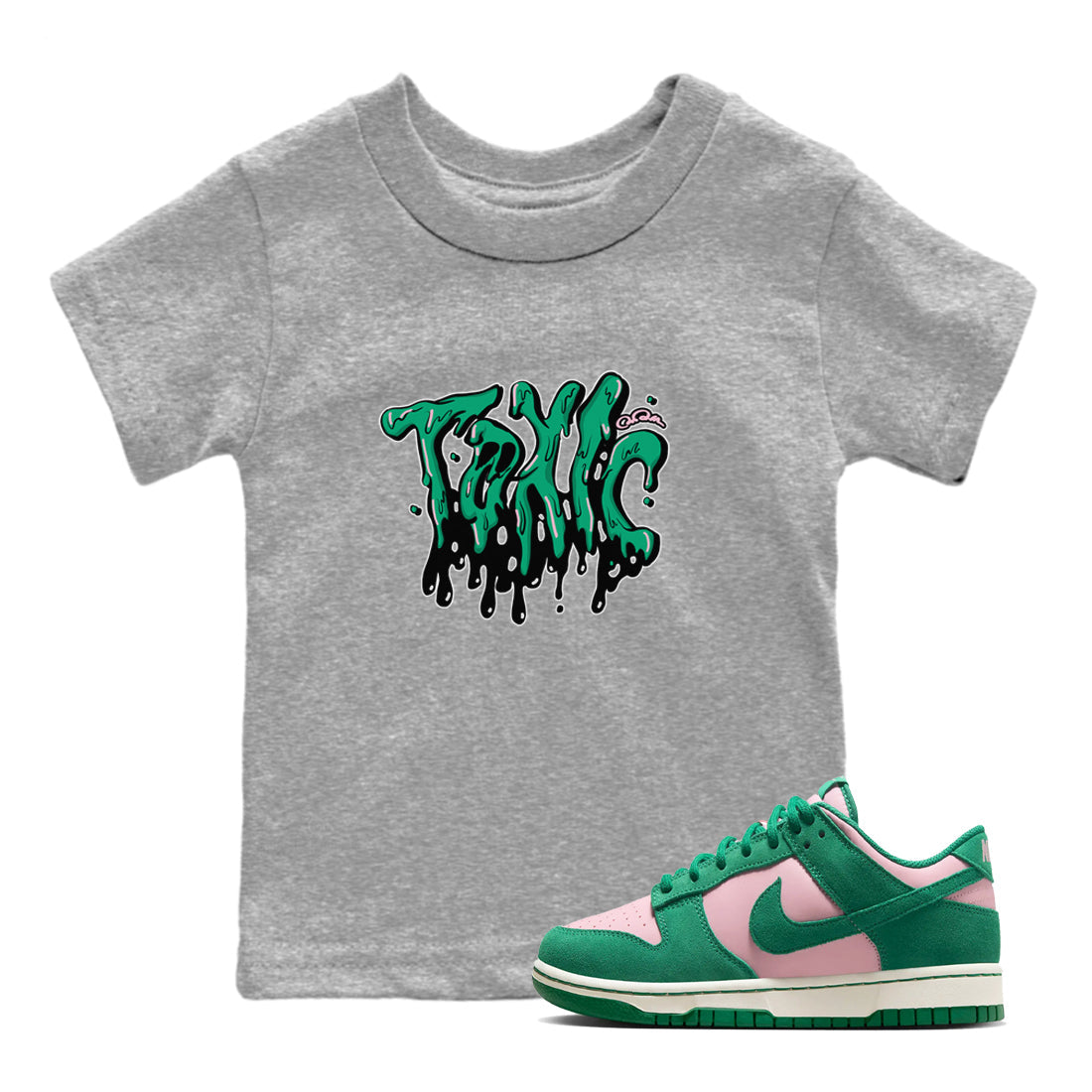 Dunk Low Medium Soft Pink Malachite shirt to match jordans Toxic sneaker tees Dunk Medium Soft Pink Malachite Drip Gear Zone baby toddler Heather Grey 1 cotton Shirt