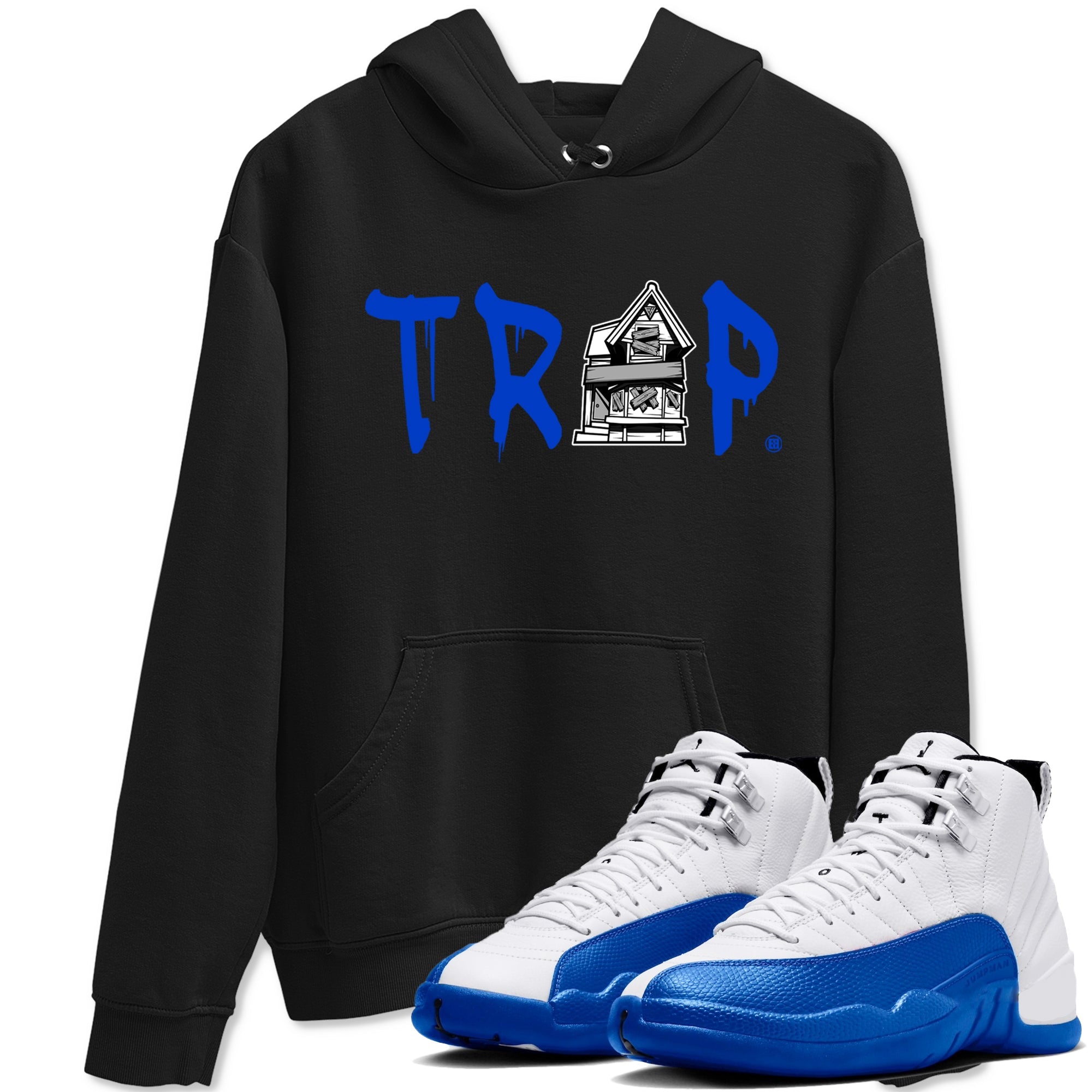 12s Blueberry shirts to match jordans Trap House sneaker match tees Air Jordan 12 Retro Blueberry match shoes to clothes Drip Gear Zone unisex cotton Black 1 shirts