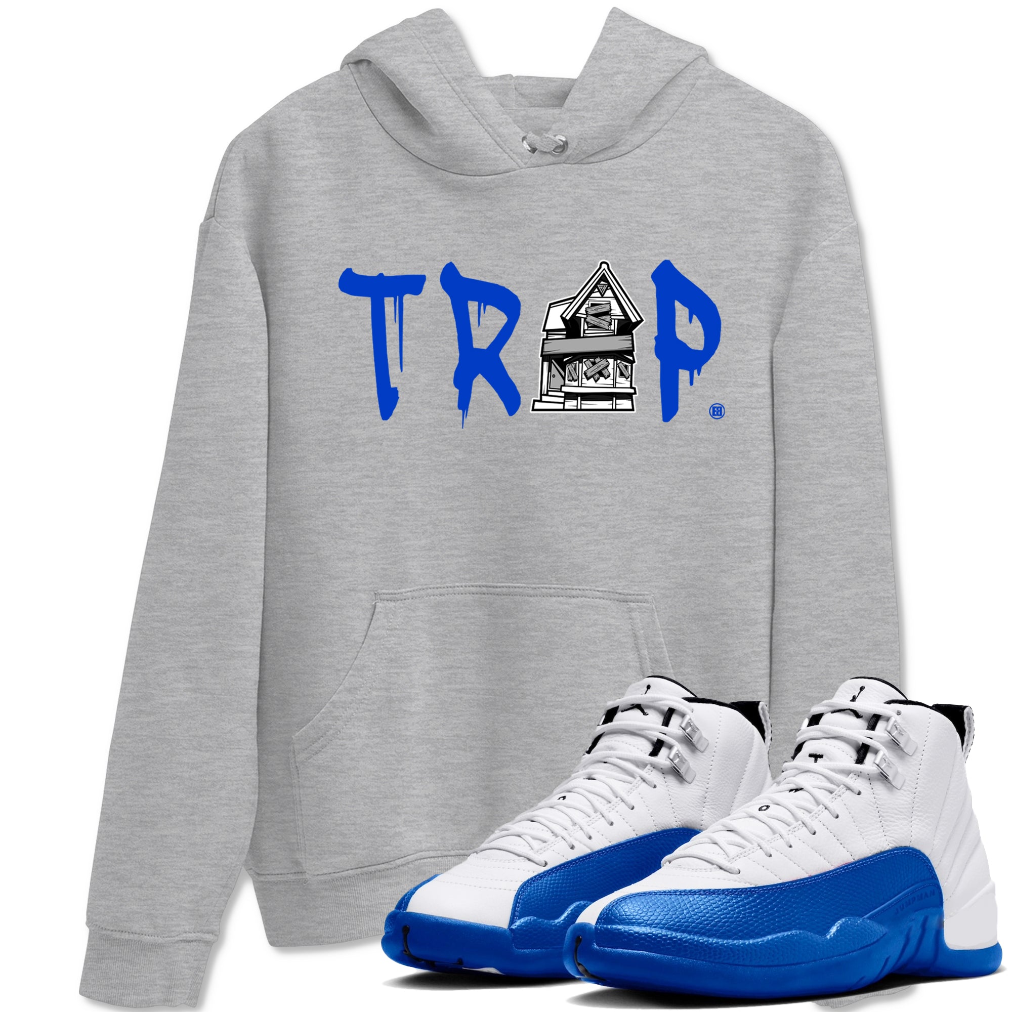 12s Blueberry shirts to match jordans Trap House sneaker match tees Air Jordan 12 Retro Blueberry match shoes to clothes Drip Gear Zone unisex cotton Heather Grey 1 shirts