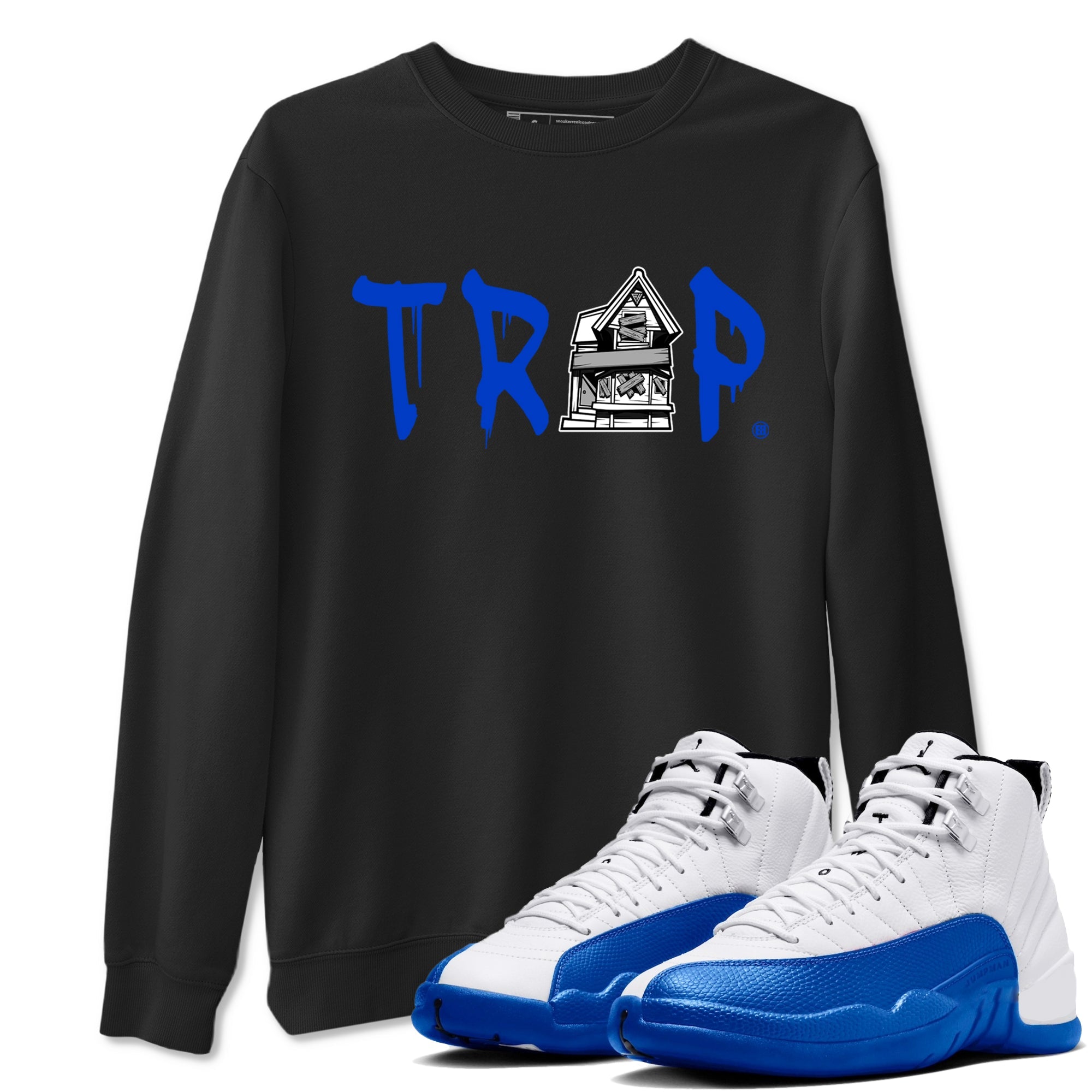 12s Blueberry shirts to match jordans Trap House sneaker match tees Air Jordan 12 Retro Blueberry match shoes to clothes Drip Gear Zone unisex cotton Black 1 shirts