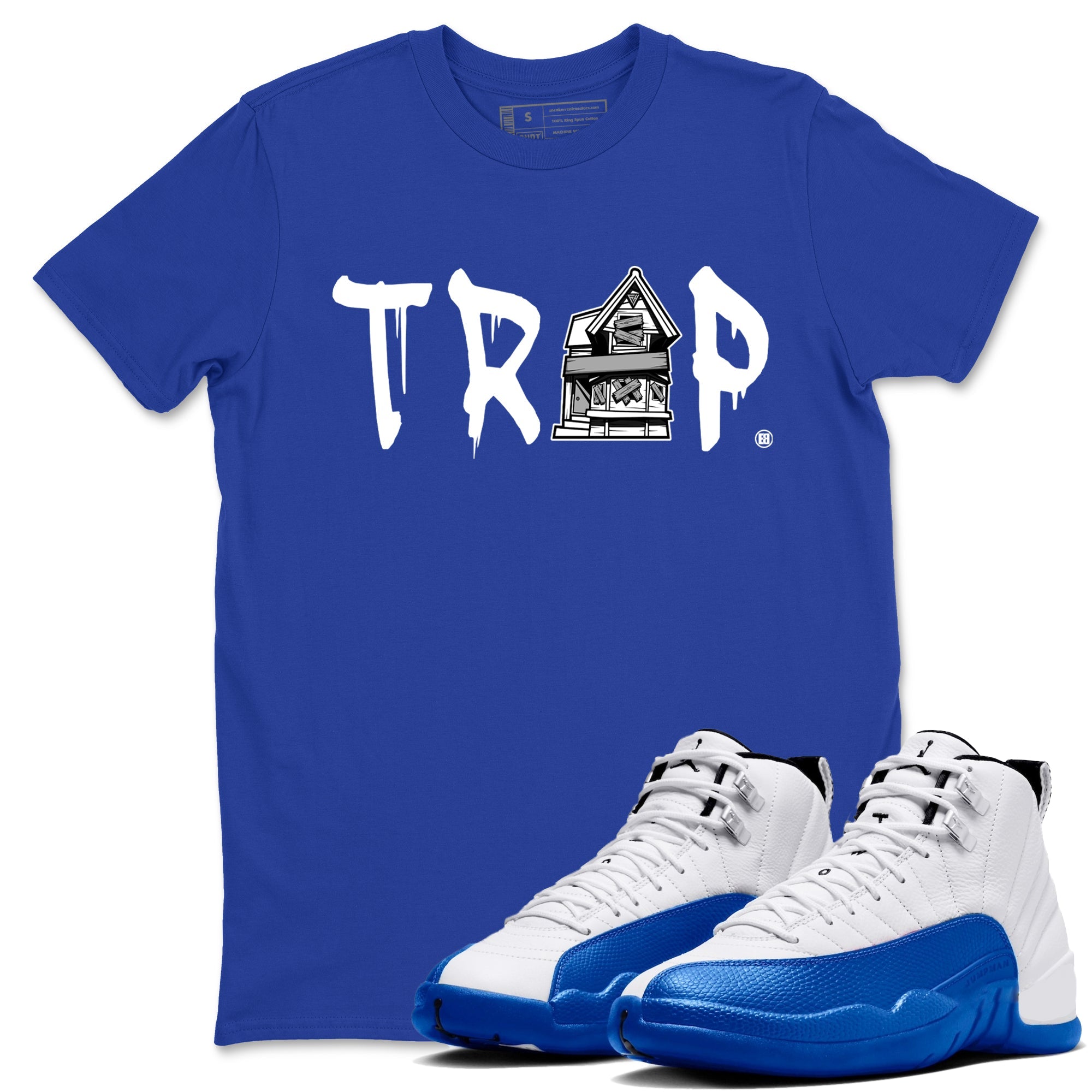 12s Blueberry shirts to match jordans Trap House sneaker match tees Air Jordan 12 Retro Blueberry match shoes to clothes Drip Gear Zone unisex cotton Royal Blue 1 shirts