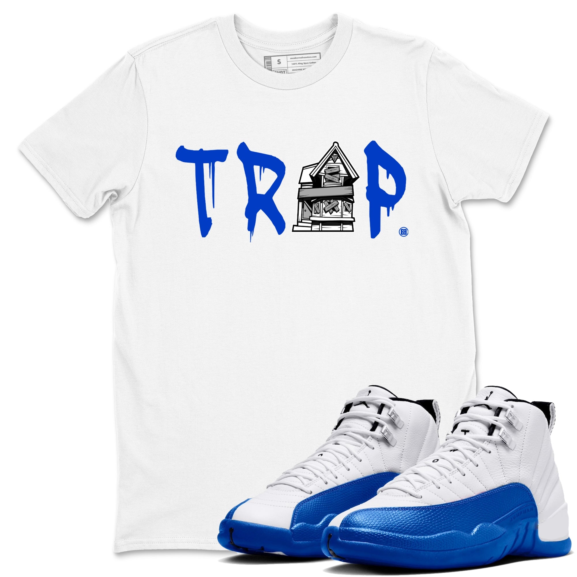 12s Blueberry shirts to match jordans Trap House sneaker match tees Air Jordan 12 Retro Blueberry match shoes to clothes Drip Gear Zone unisex cotton White 1 shirts