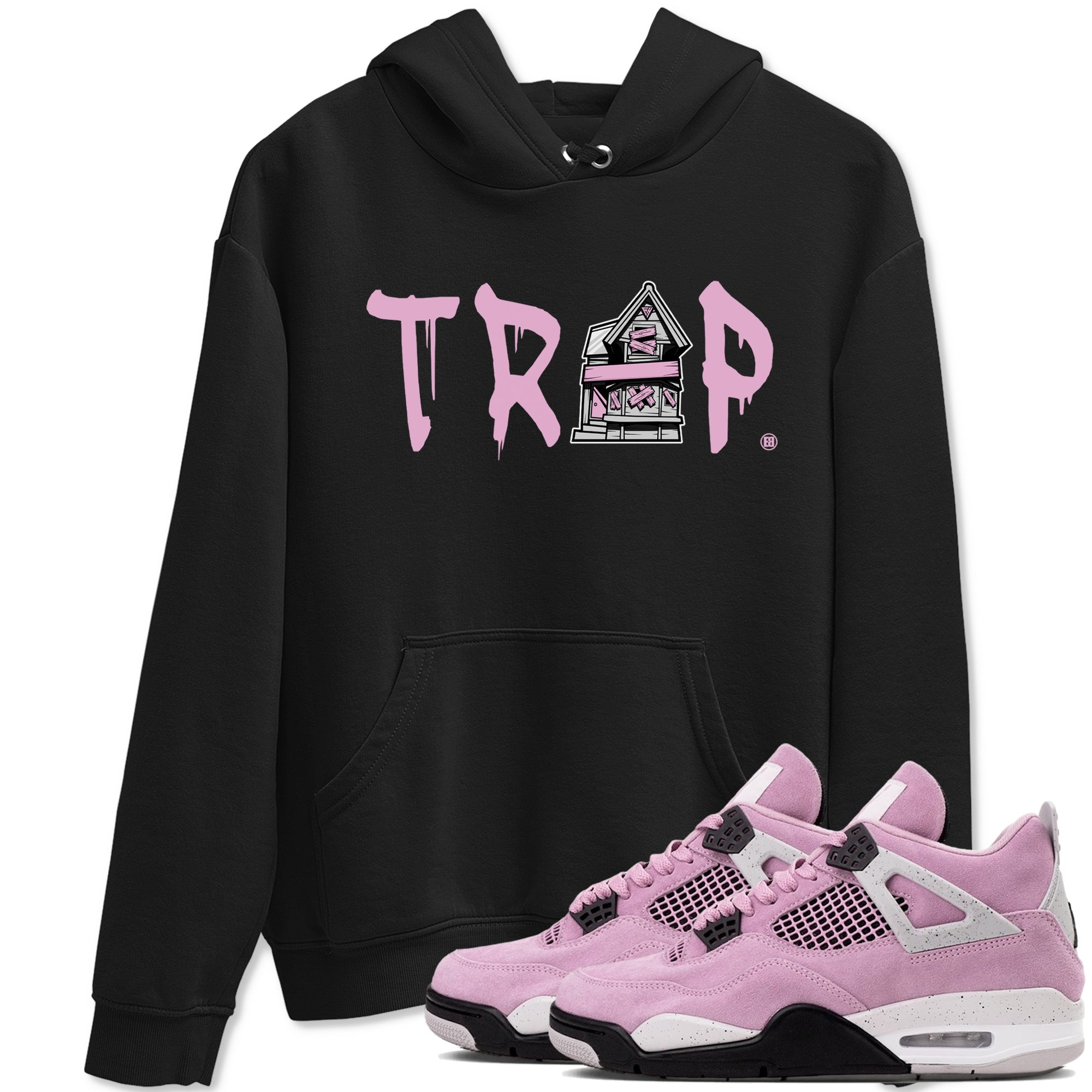 4s Retro Orchid shirts to match jordans Trap House sneaker match tees Air Jordan 4 WMNS Orchid match shoes to clothes Drip Gear Zone unisex cotton Black 1 shirts