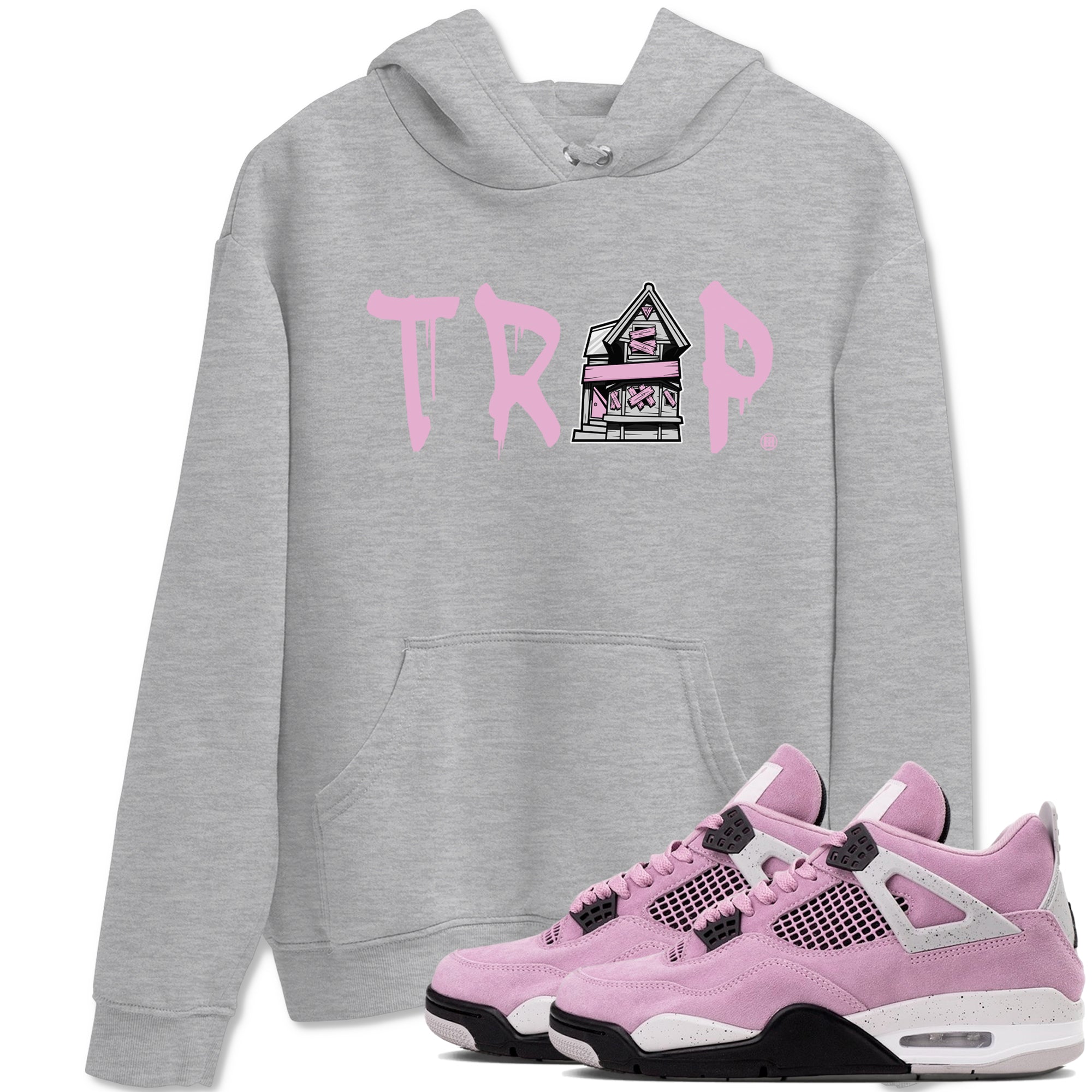 4s Retro Orchid shirts to match jordans Trap House sneaker match tees Air Jordan 4 WMNS Orchid match shoes to clothes Drip Gear Zone unisex cotton Heather Grey 1 shirts