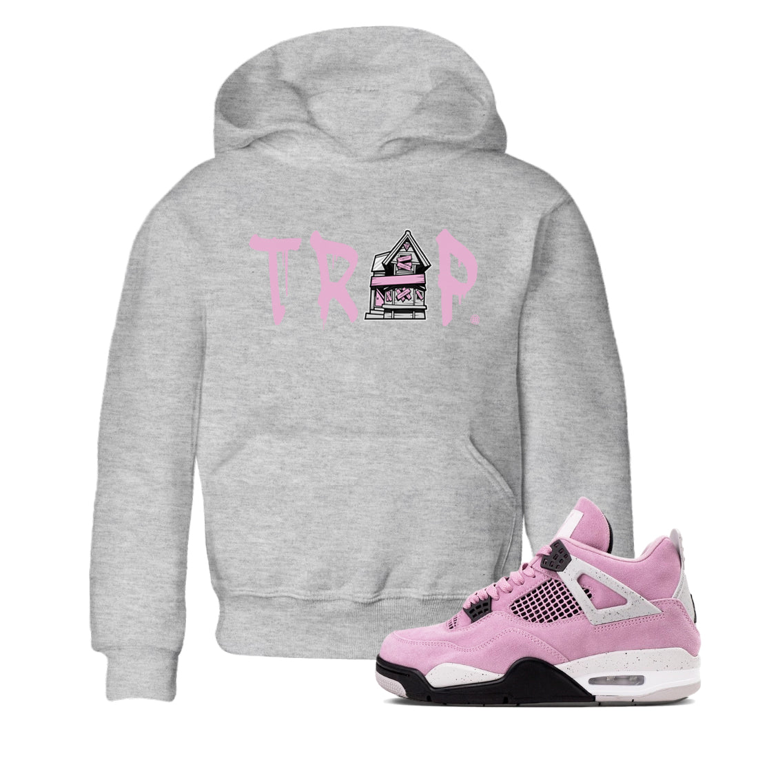4s Retro Orchid shirts to match jordans Trap House sneaker match tees Air Jordan 4 WMNS Orchid match shoes to clothes Drip Gear Zone Youth Baby Heather Grey 1 tee