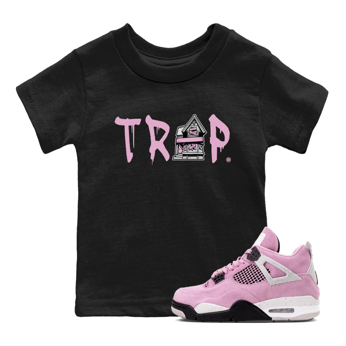 4s Retro Orchid shirts to match jordans Trap House sneaker match tees Air Jordan 4 WMNS Orchid match shoes to clothes Drip Gear Zone Youth Baby Black 1 tee