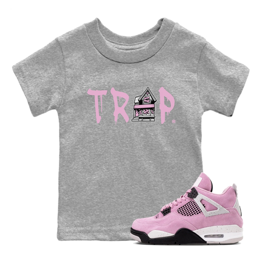 4s Retro Orchid shirts to match jordans Trap House sneaker match tees Air Jordan 4 WMNS Orchid match shoes to clothes Drip Gear Zone Youth Baby Heather Grey 1 tee