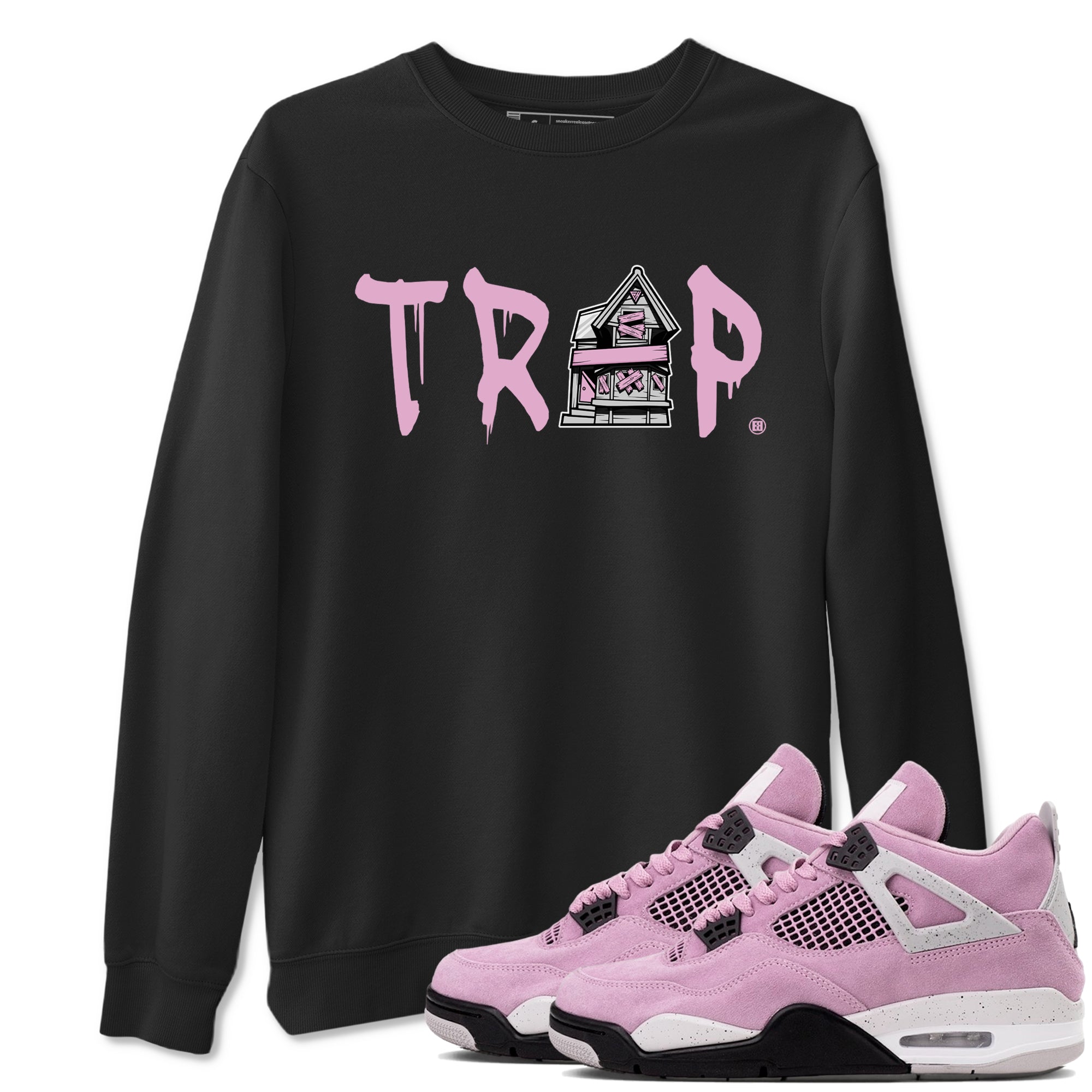 4s Retro Orchid shirts to match jordans Trap House sneaker match tees Air Jordan 4 WMNS Orchid match shoes to clothes Drip Gear Zone unisex cotton Black 1 shirts