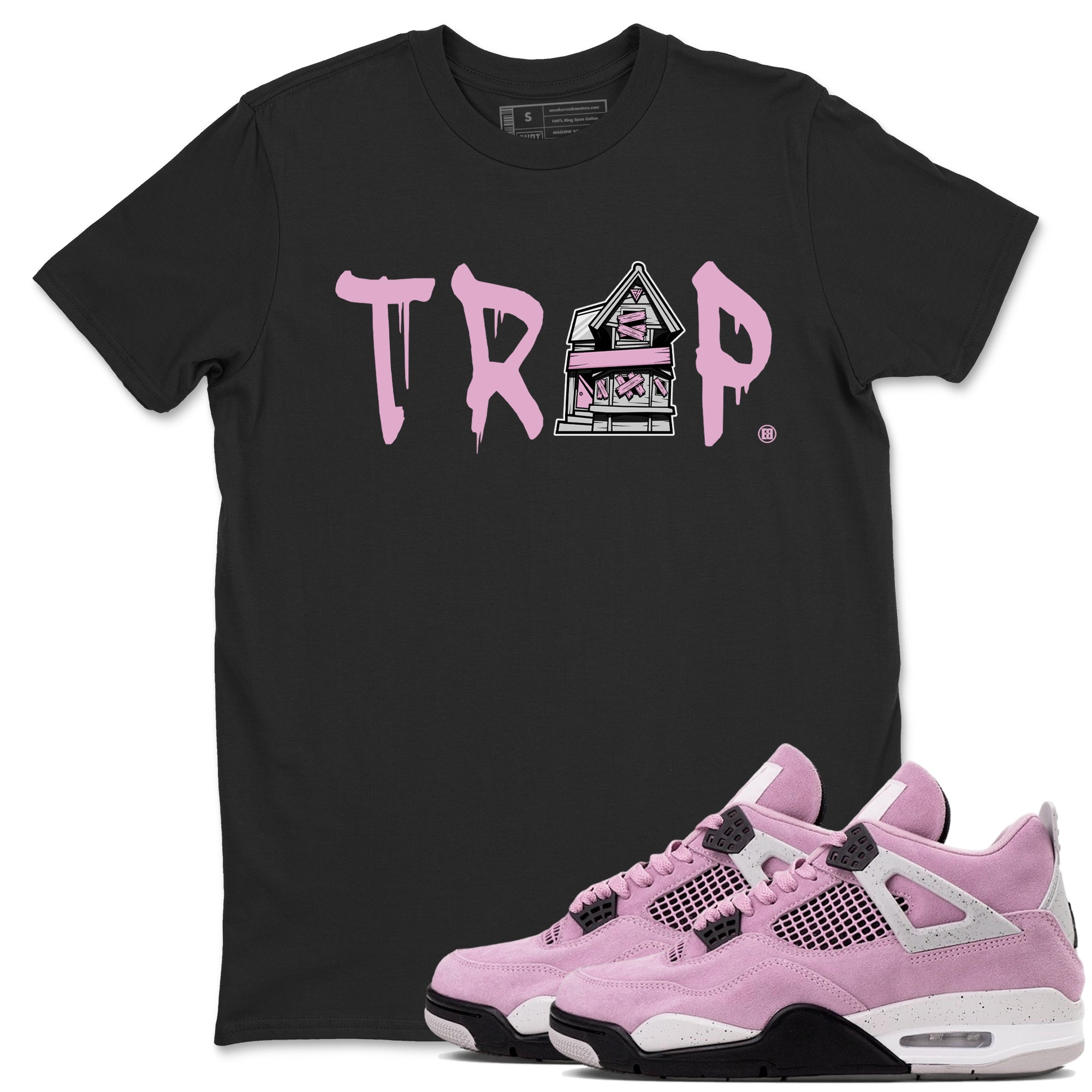 4s Retro Orchid shirts to match jordans Trap House sneaker match tees Air Jordan 4 WMNS Orchid match shoes to clothes Drip Gear Zone unisex cotton Black 1 shirts