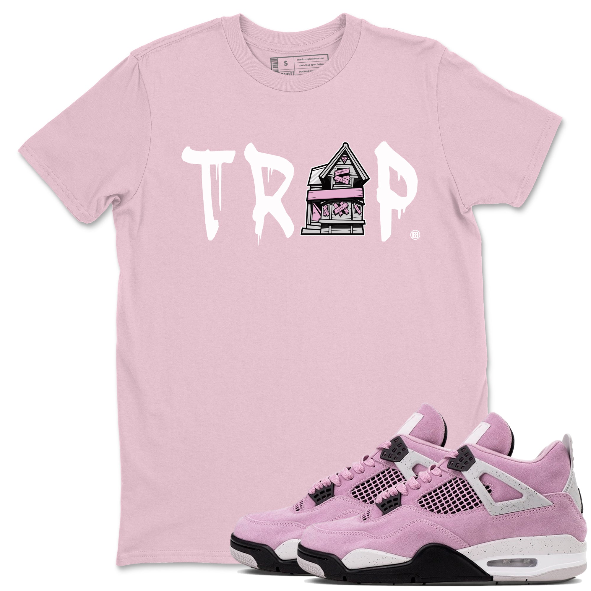 4s Retro Orchid shirts to match jordans Trap House sneaker match tees Air Jordan 4 WMNS Orchid match shoes to clothes Drip Gear Zone unisex cotton Pink 1 shirts