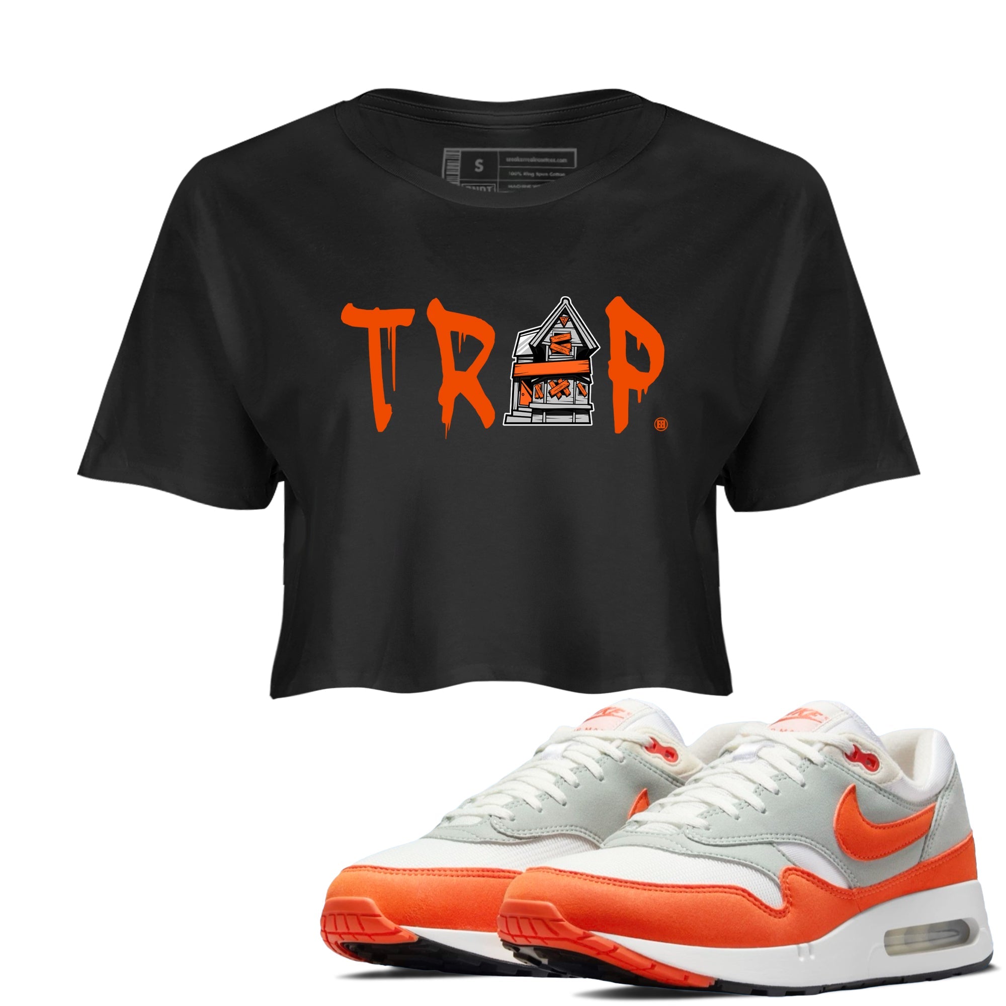 Air Max 1 OG '86 'Summit White and Cosmic Clay shirts to match jordans Trap House sneaker match tees Air Max 1 Cosmic Clay match shoes to clothes Drip Gear Zone unisex cotton Black 1 crop tee