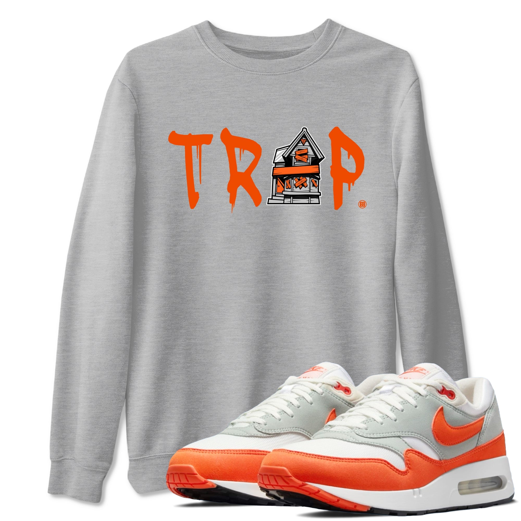 Air Max 1 OG '86 'Summit White and Cosmic Clay shirts to match jordans Trap House sneaker match tees Air Max 1 Cosmic Clay match shoes to clothes Drip Gear Zone unisex cotton Heather Grey 1 shirts