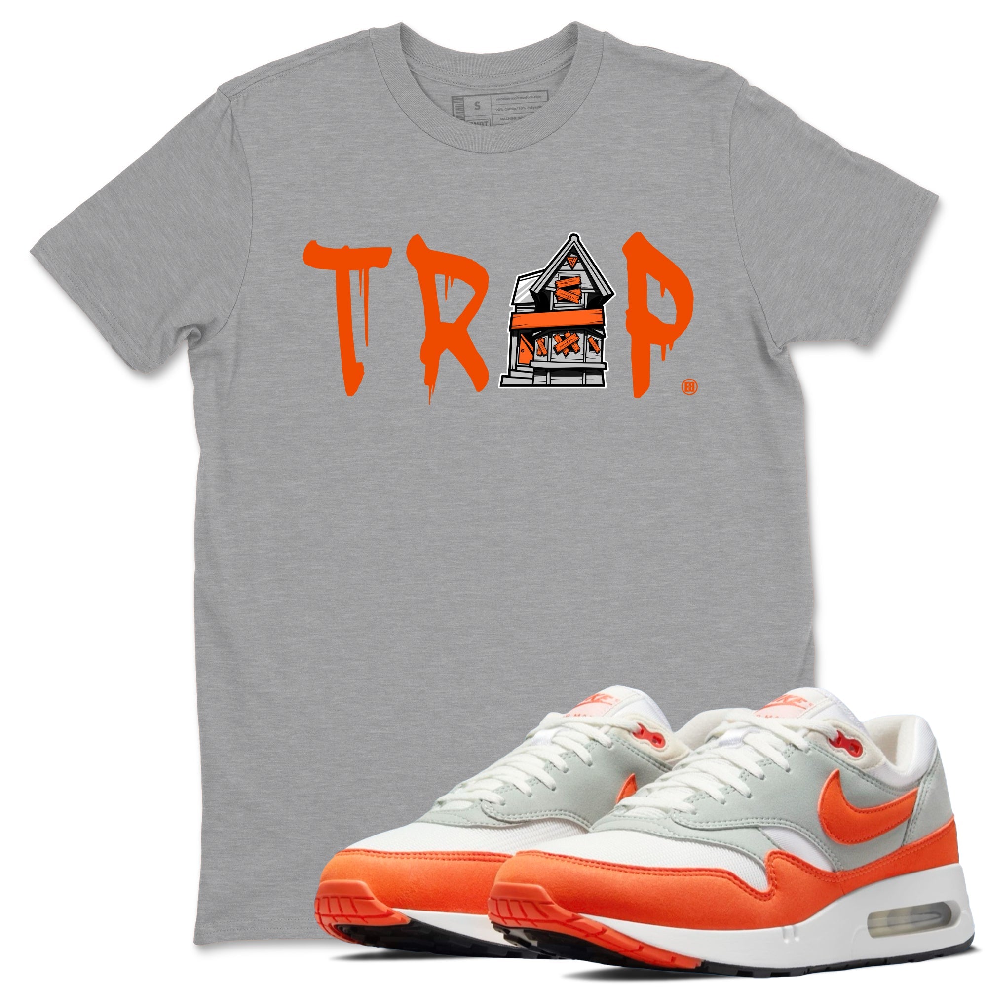 Air Max 1 OG '86 'Summit White and Cosmic Clay shirts to match jordans Trap House sneaker match tees Air Max 1 Cosmic Clay match shoes to clothes Drip Gear Zone unisex cotton Heather Grey 1 shirts