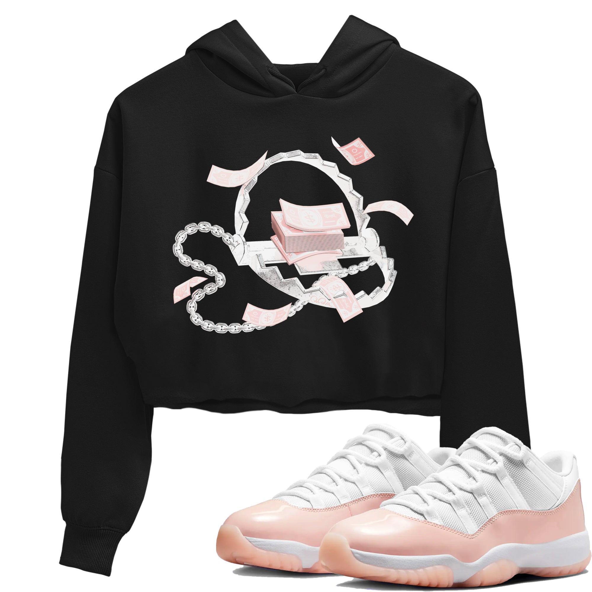 11s Legend Pink shirts to match jordans Trap Money sneaker match tees Air Jordan 11 Legend Pink Drip Gear Zone streetwear brand Black 1 crop tee
