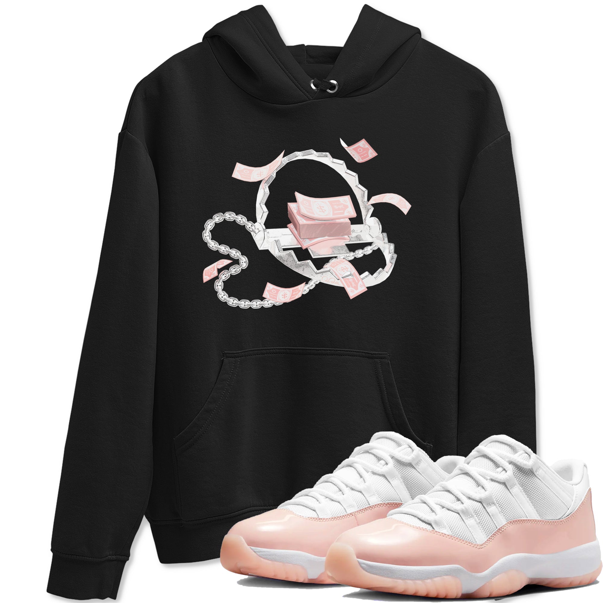 11s Legend Pink shirts to match jordans Trap Money sneaker match tees Air Jordan 11 Legend Pink Drip Gear Zone streetwear brand Black 1 unisex cotton tee