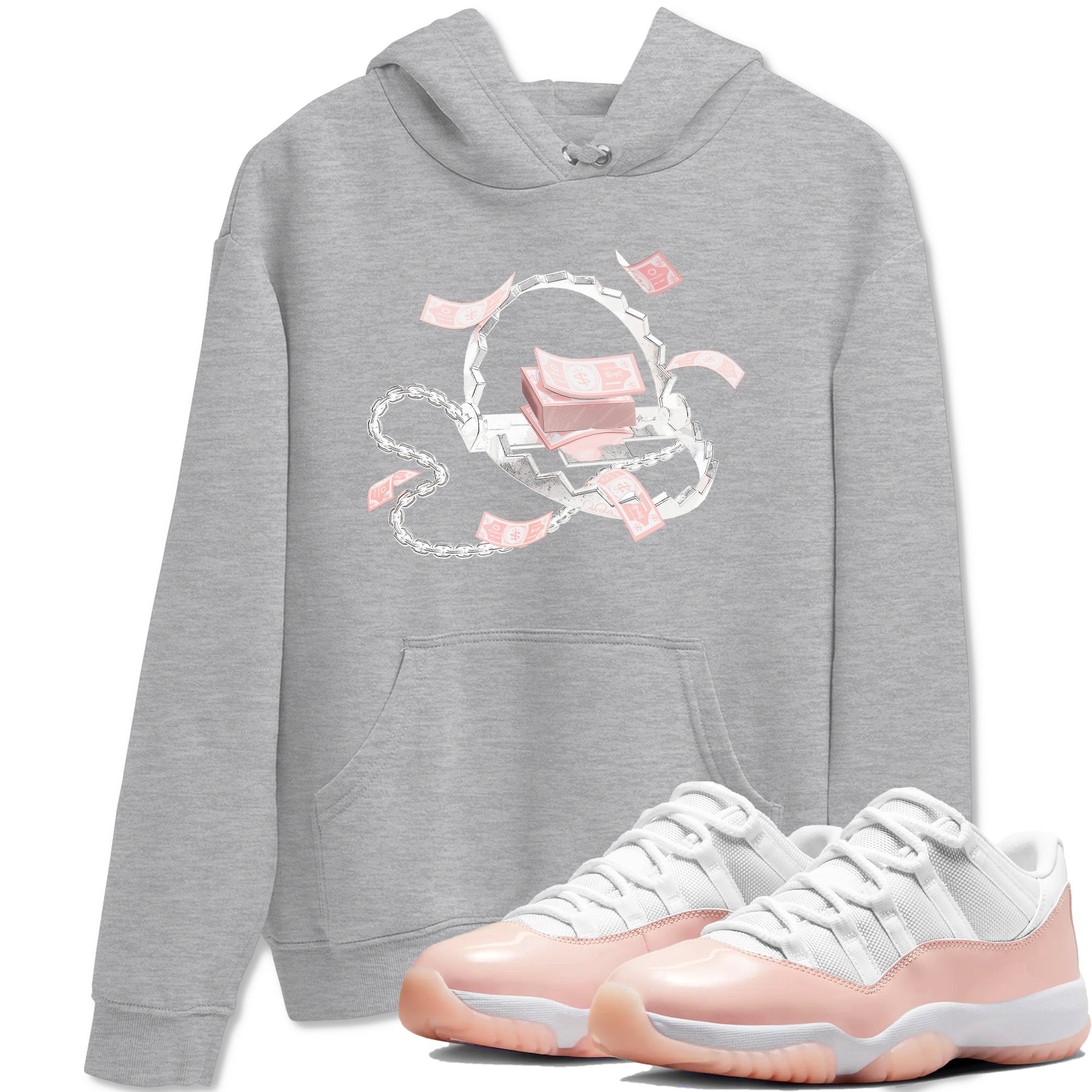 11s Legend Pink shirts to match jordans Trap Money sneaker match tees Air Jordan 11 Legend Pink Drip Gear Zone streetwear brand Heather Grey 1 unisex cotton tee