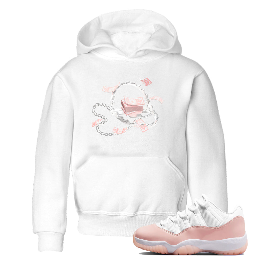 11s Legend Pink shirts to match jordans Trap Money sneaker match tees Air Jordan 11 Legend Pink Drip Gear Zone streetwear brand Baby and Youth White 1 cotton tee