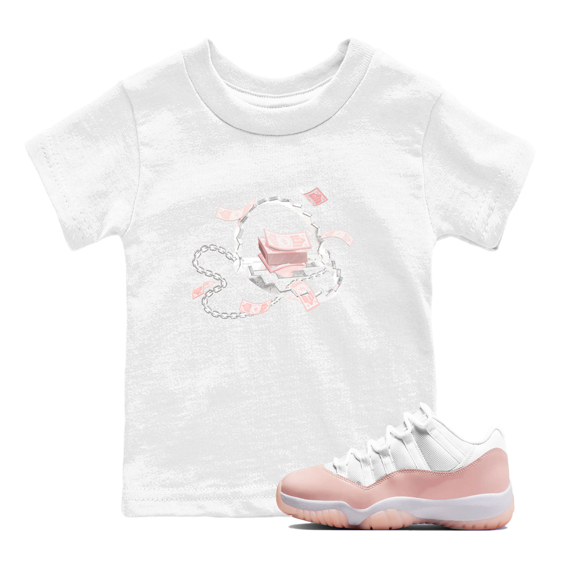 11s Legend Pink shirts to match jordans Trap Money sneaker match tees Air Jordan 11 Legend Pink Drip Gear Zone streetwear brand Baby and Youth White 1 cotton tee