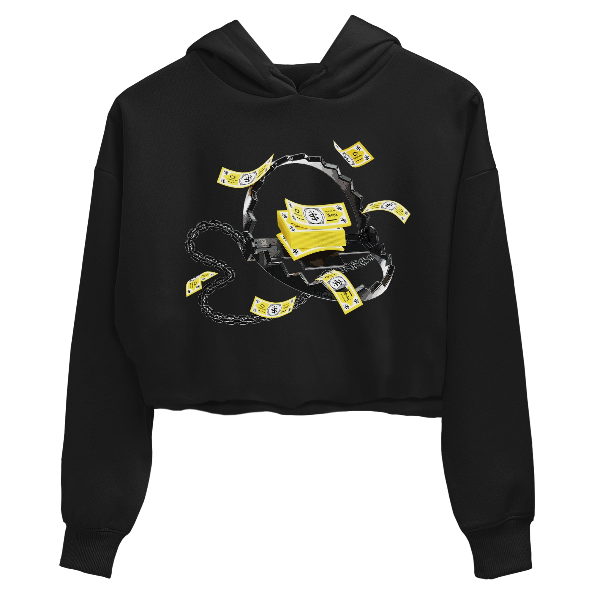 AJ4 Vivid Sulfur shirt to match jordans Trap Money sneaker tees Air Jordan 4 Vivid Sulfur Drip Gear Zone Black 2 crop length shirt