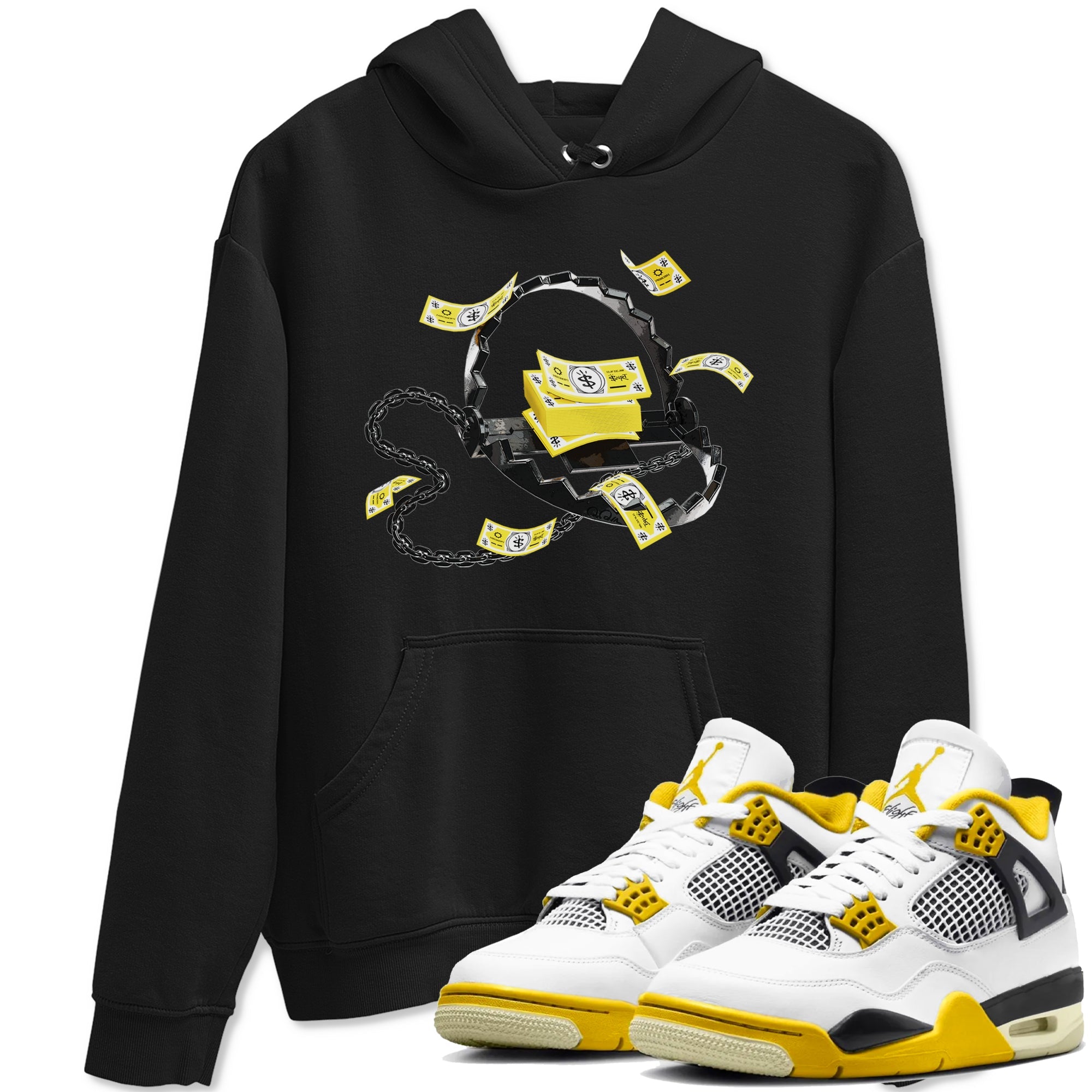 AJ4 Vivid Sulfur shirt to match jordans Trap Money sneaker tees Air Jordan 4 Vivid Sulfur Drip Gear Zone unisex cotton Black 1 crew neck shirt